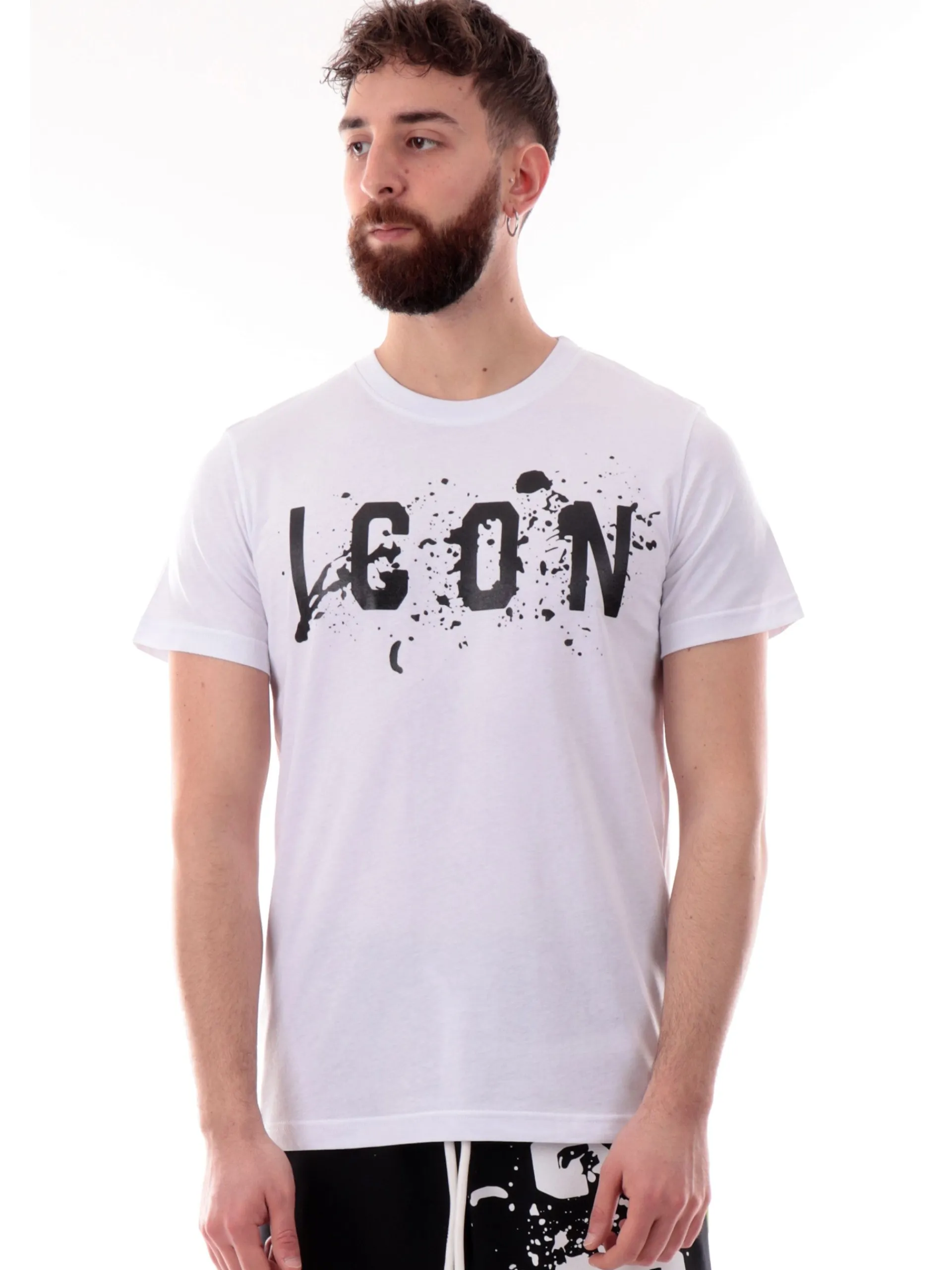 ICON T-Shirt*Maglia bianca da uomo logo nero vernice ICUS2S5T017