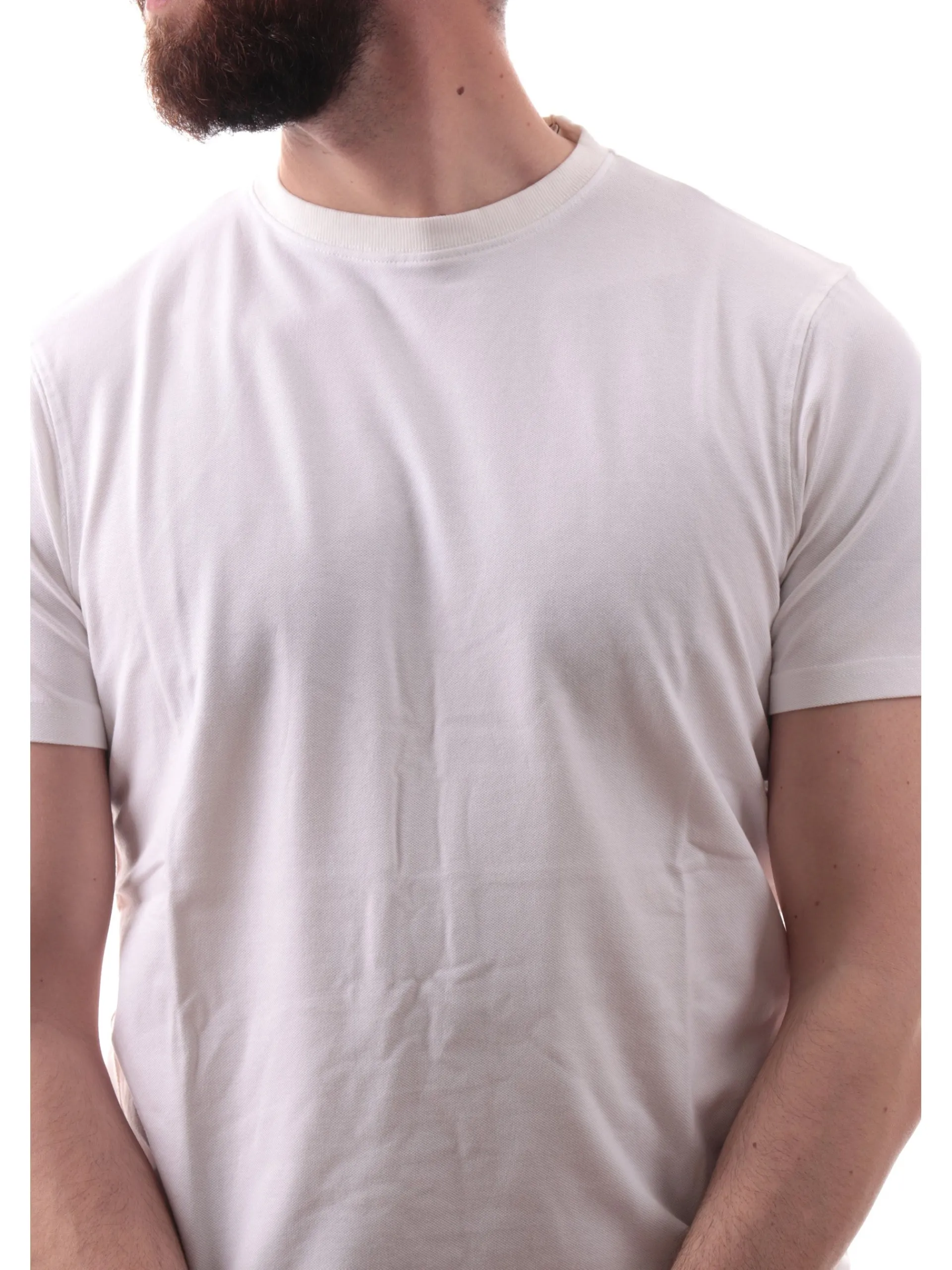 IMPURE T-Shirt*Maglia bianca girocollo da uomo cotone Piquet JOSHUA