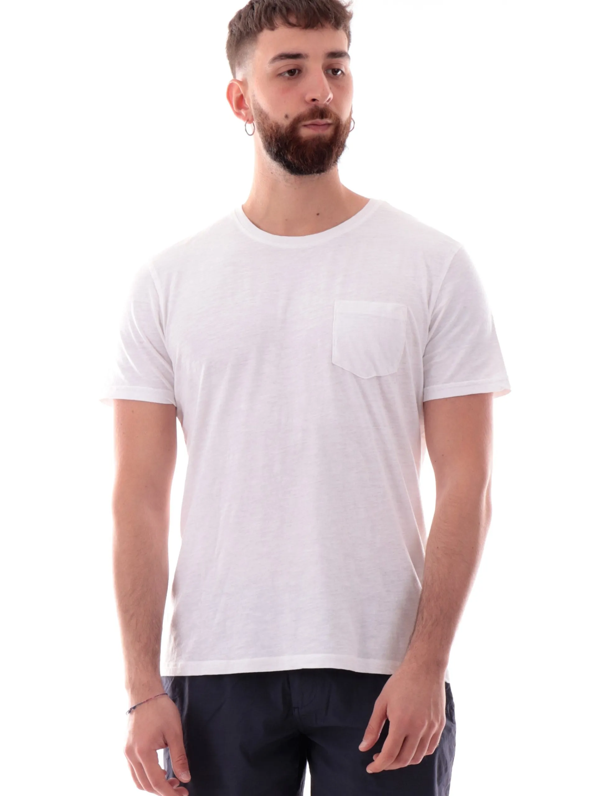 IMPURE T-Shirt*Maglia bianca girocollo da uomo con taschino MORRIS