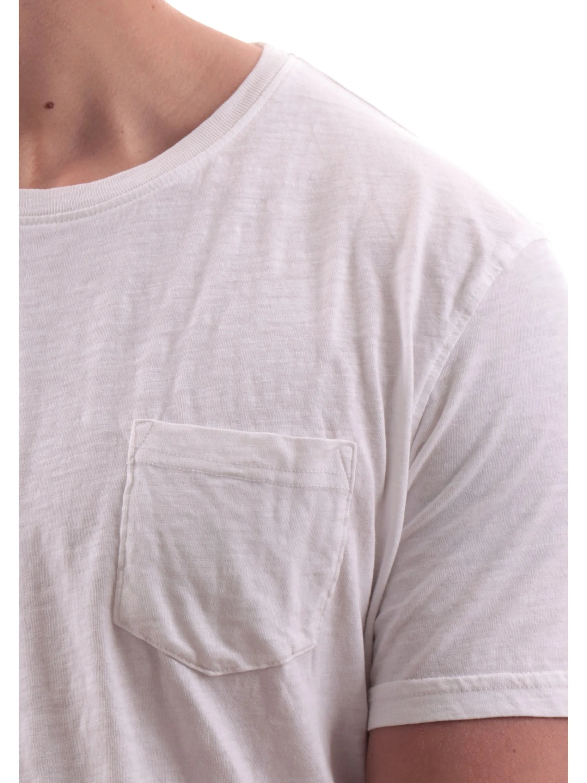 IMPURE T-Shirt*Maglia bianca girocollo da uomo con taschino MORRIS
