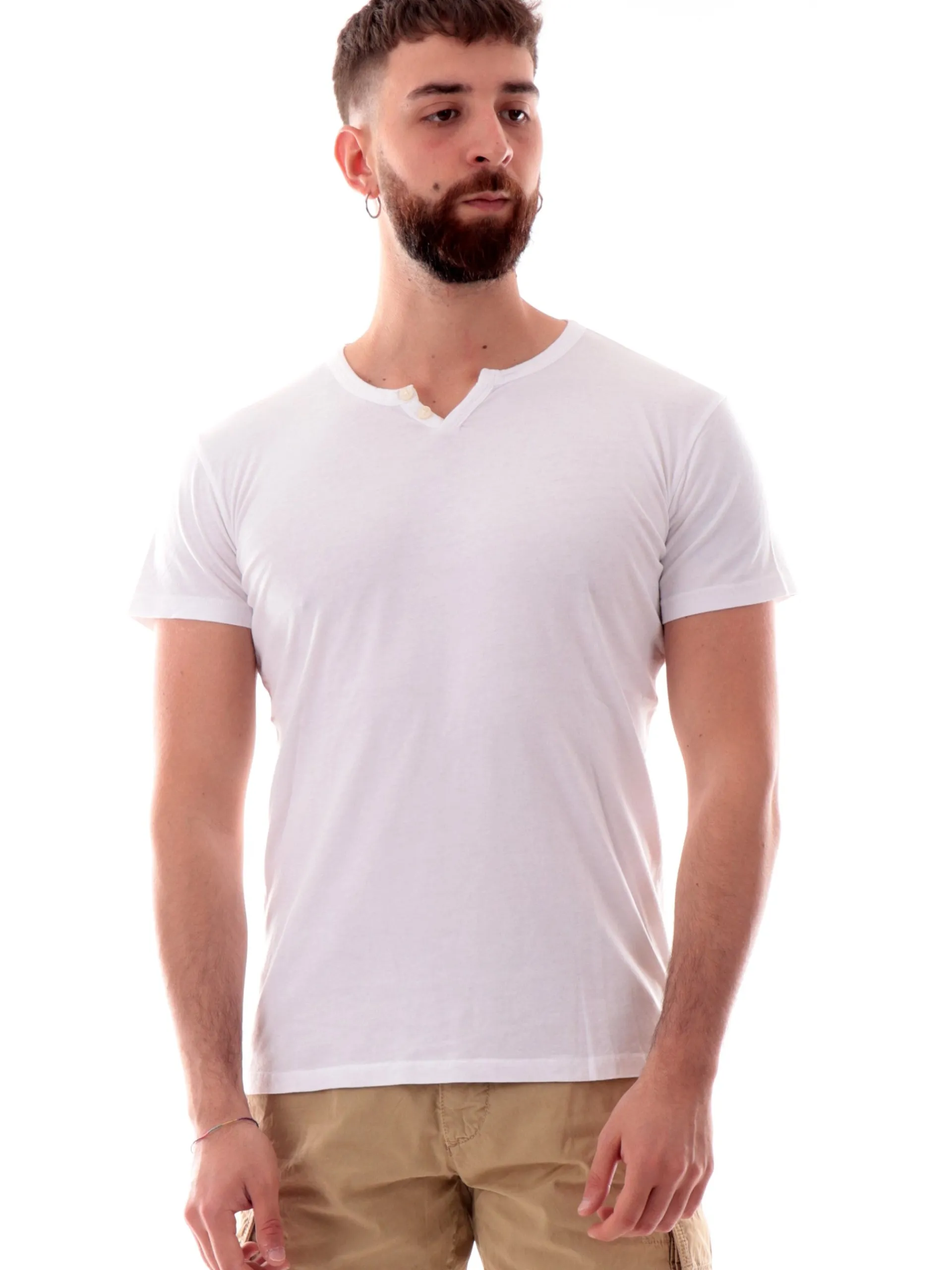 IMPURE T-Shirt*Maglia bianca scollo a V da uomo Chester LESTER