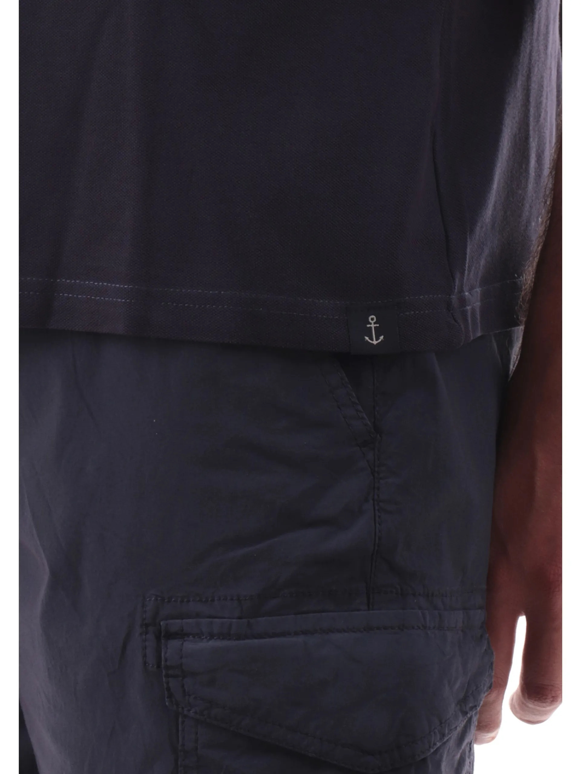 IMPURE T-Shirt*Maglia blu girocollo da uomo cotone Piquet JOSHUA