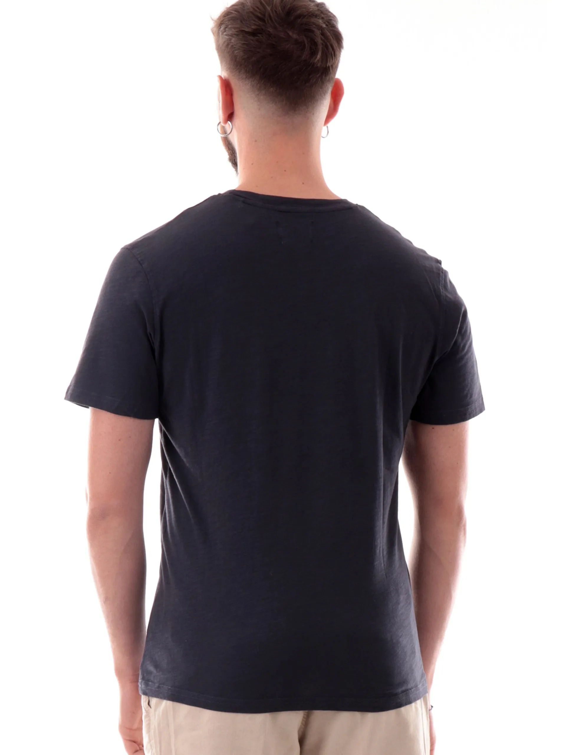 IMPURE T-Shirt*Maglia blu girocollo da uomo con taschino MORRIS