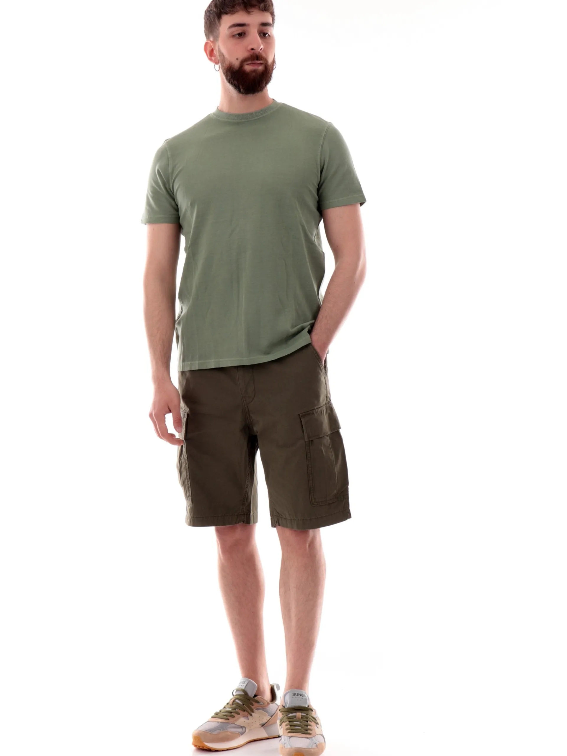 IMPURE T-Shirt*Maglia verde girocollo da uomo cotone Piquet JOSHUA