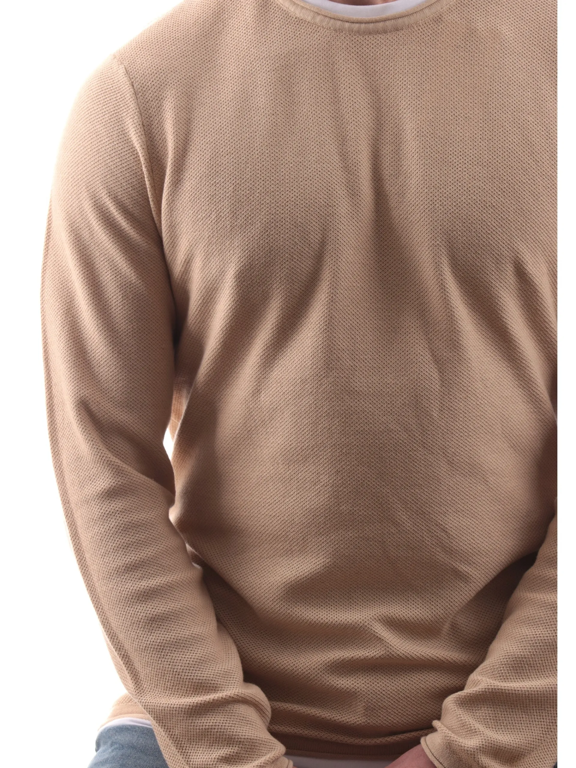 JACK&JONES Maglie*Maglia Jack Jones beige da uomo con effetto doppio piquet Knitted 12227443