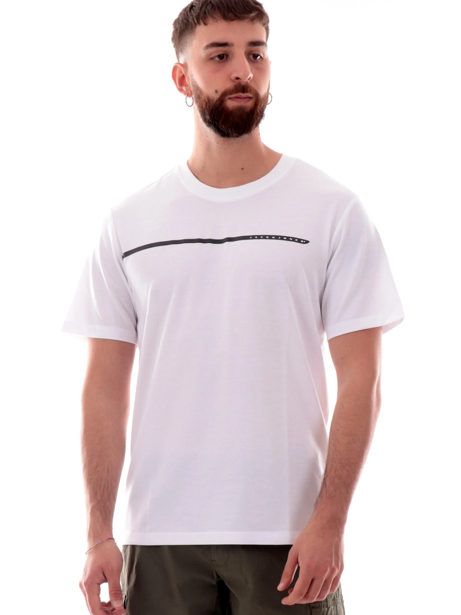 JACK&JONES T-Shirt*Maglia Jack Jones bianca da uomo con logo gommato 12273120