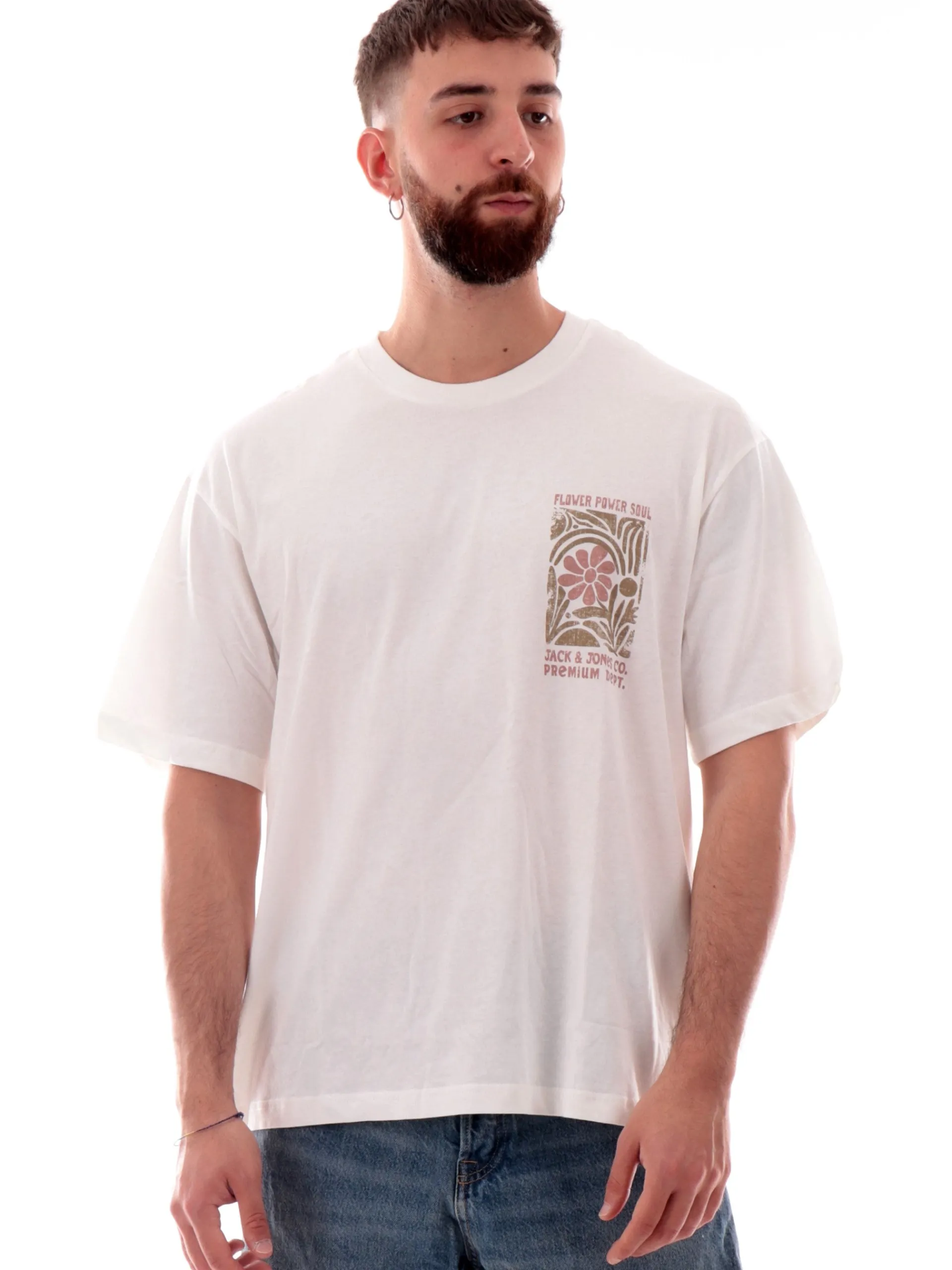 JACK&JONES T-Shirt*Maglia Jack Jones bianca da uomo maxi stampa flower posteriore 12277775