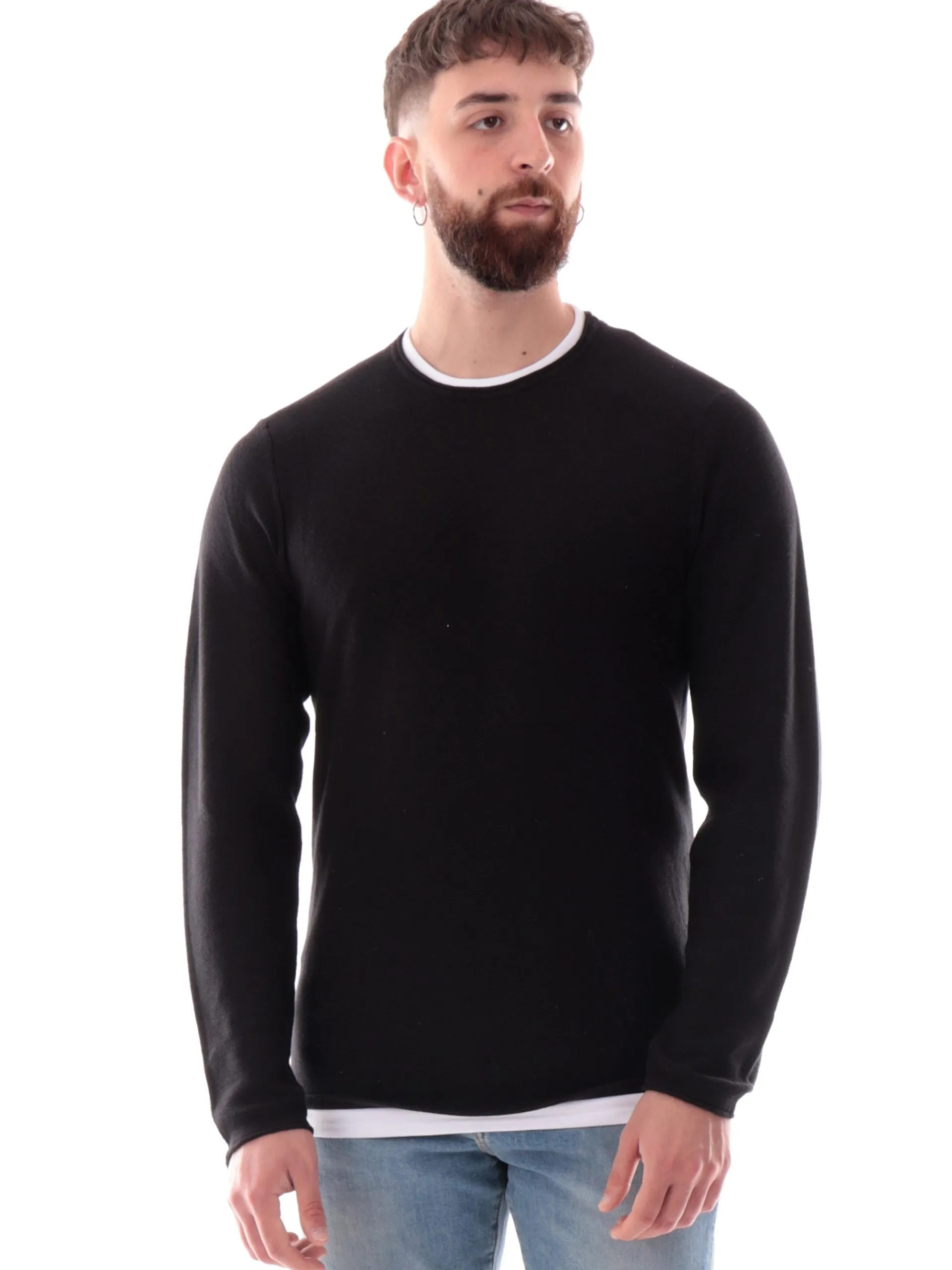 JACK&JONES Maglie*Maglia Jack Jones blu da uomo con effetto doppio piquet Knitted 12227443