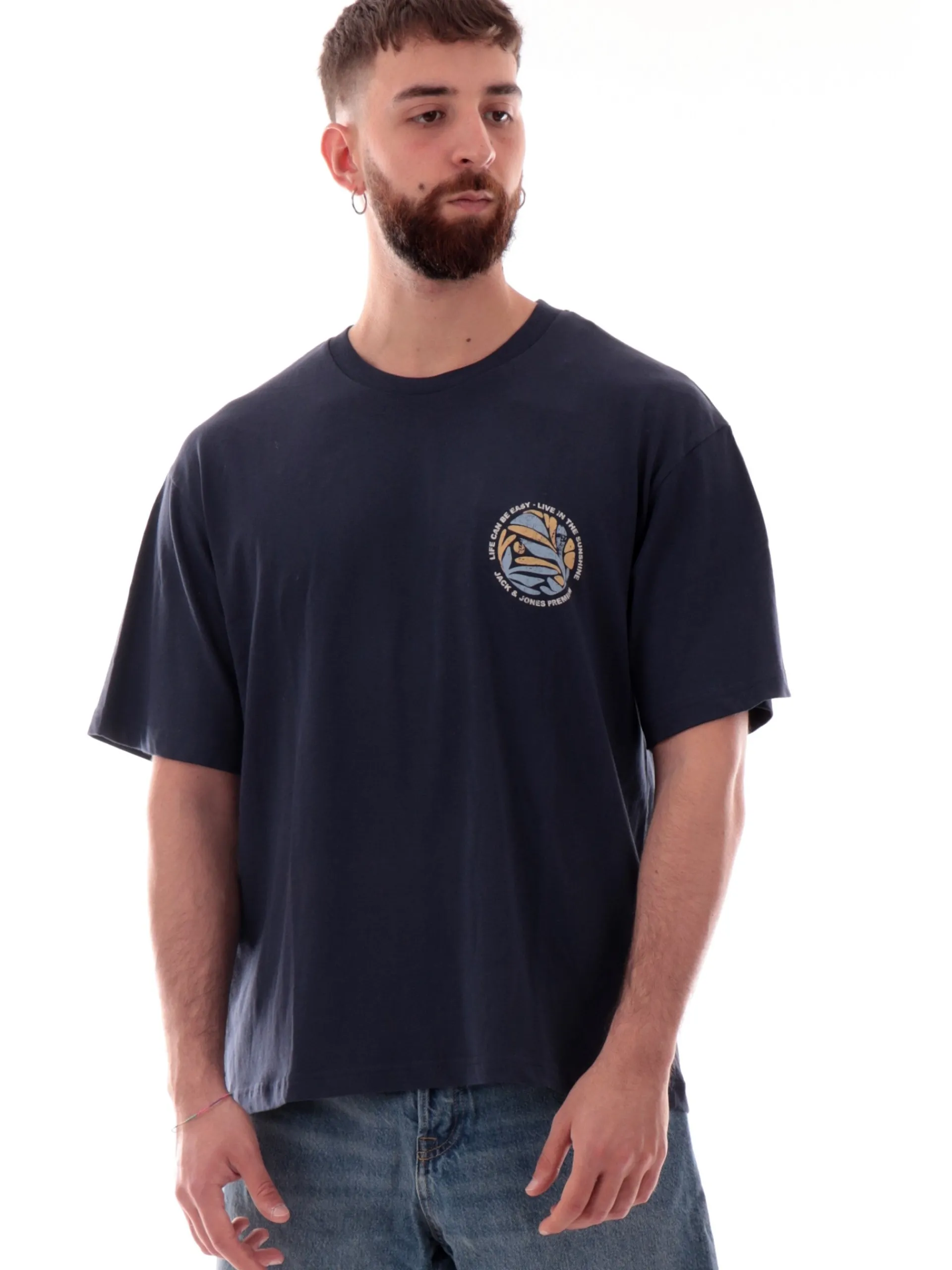 JACK&JONES T-Shirt*Maglia Jack Jones blu da uomo maxi stampa flower posteriore 12277775