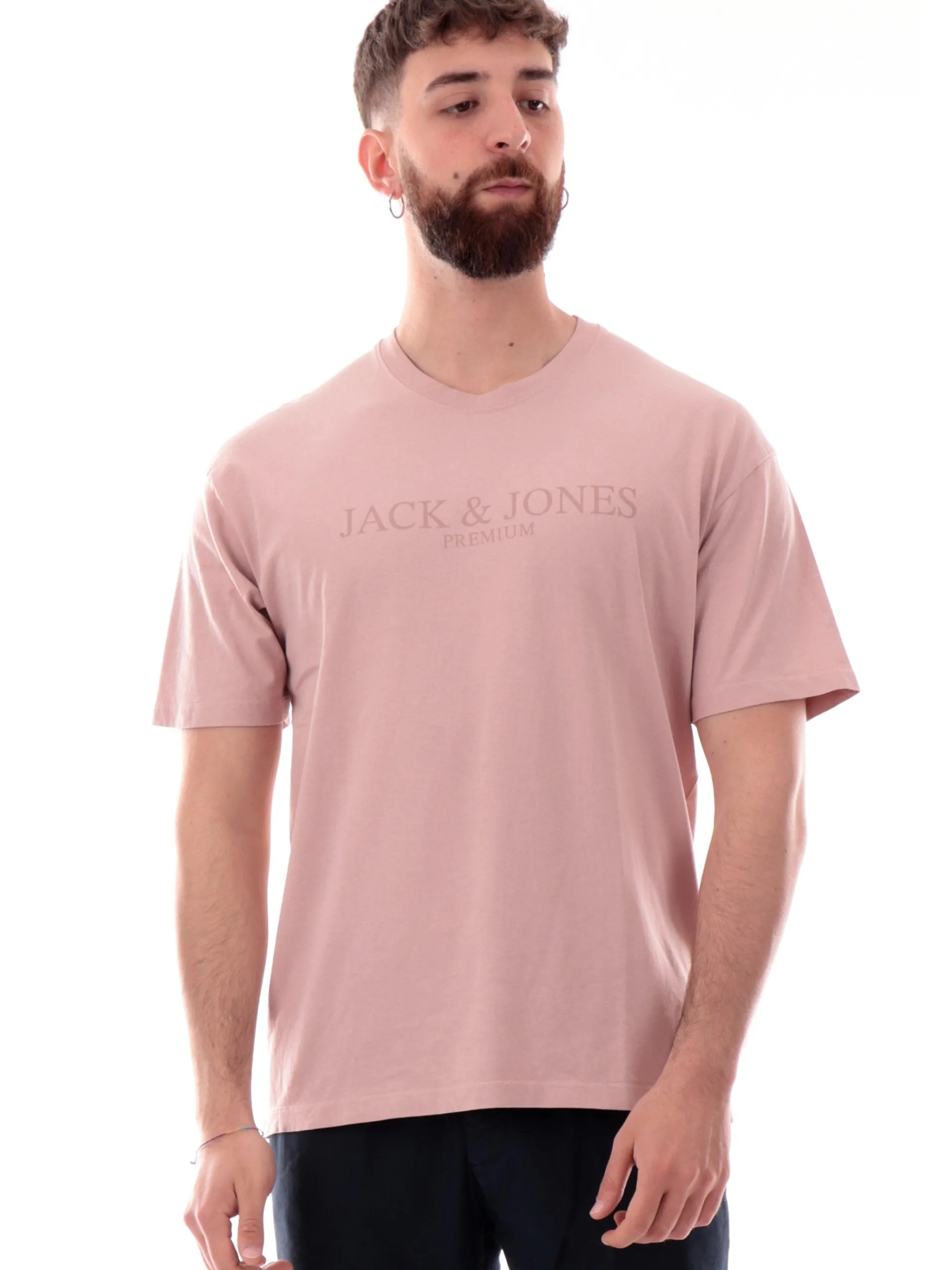JACK&JONES T-Shirt*Maglia Jack Jones rosa da uomo maxi stampa 12274595