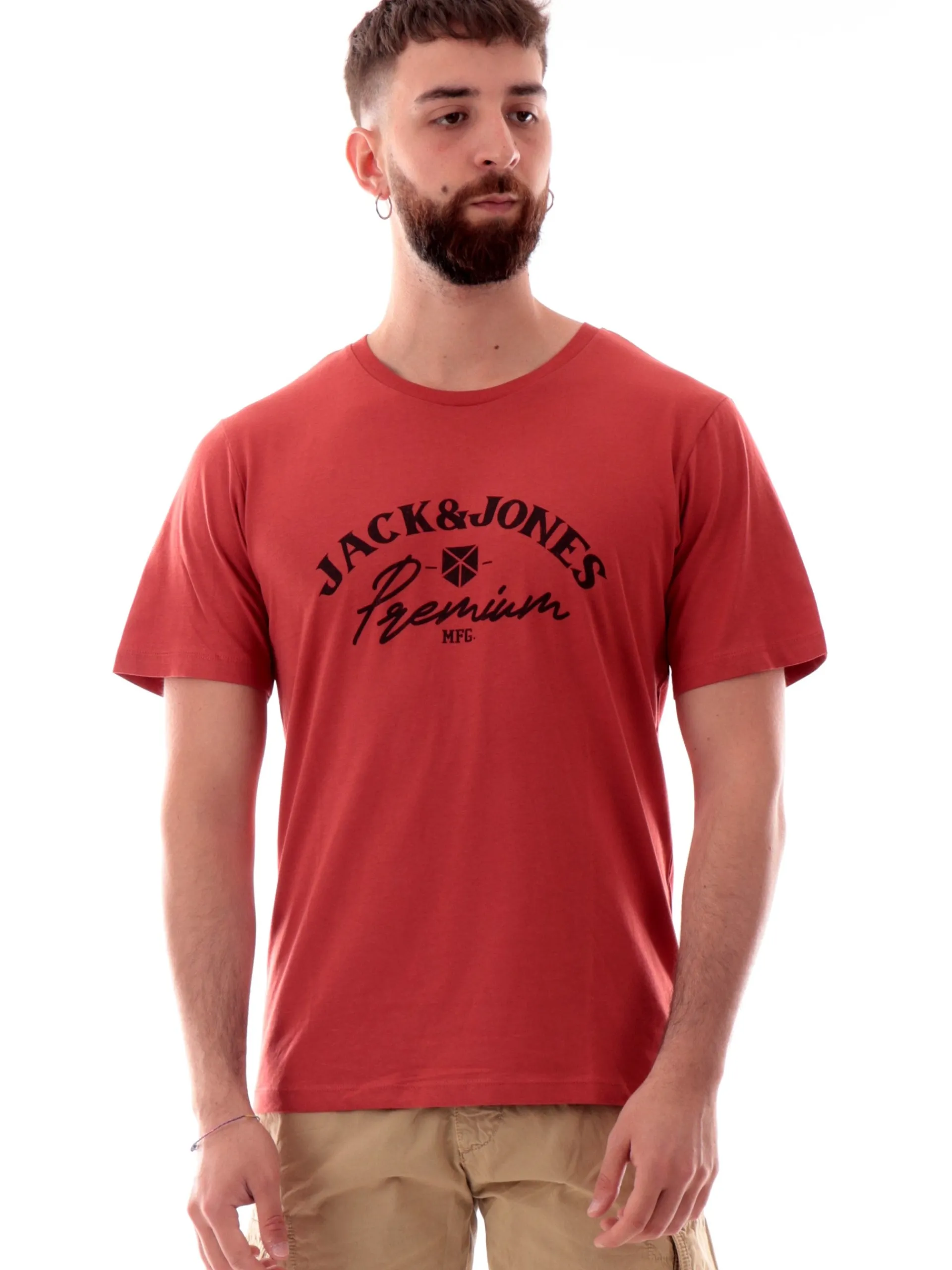 JACK&JONES T-Shirt*Maglia Jack Jones rossa girocollo da uomo maxi stampa Premium 12282248