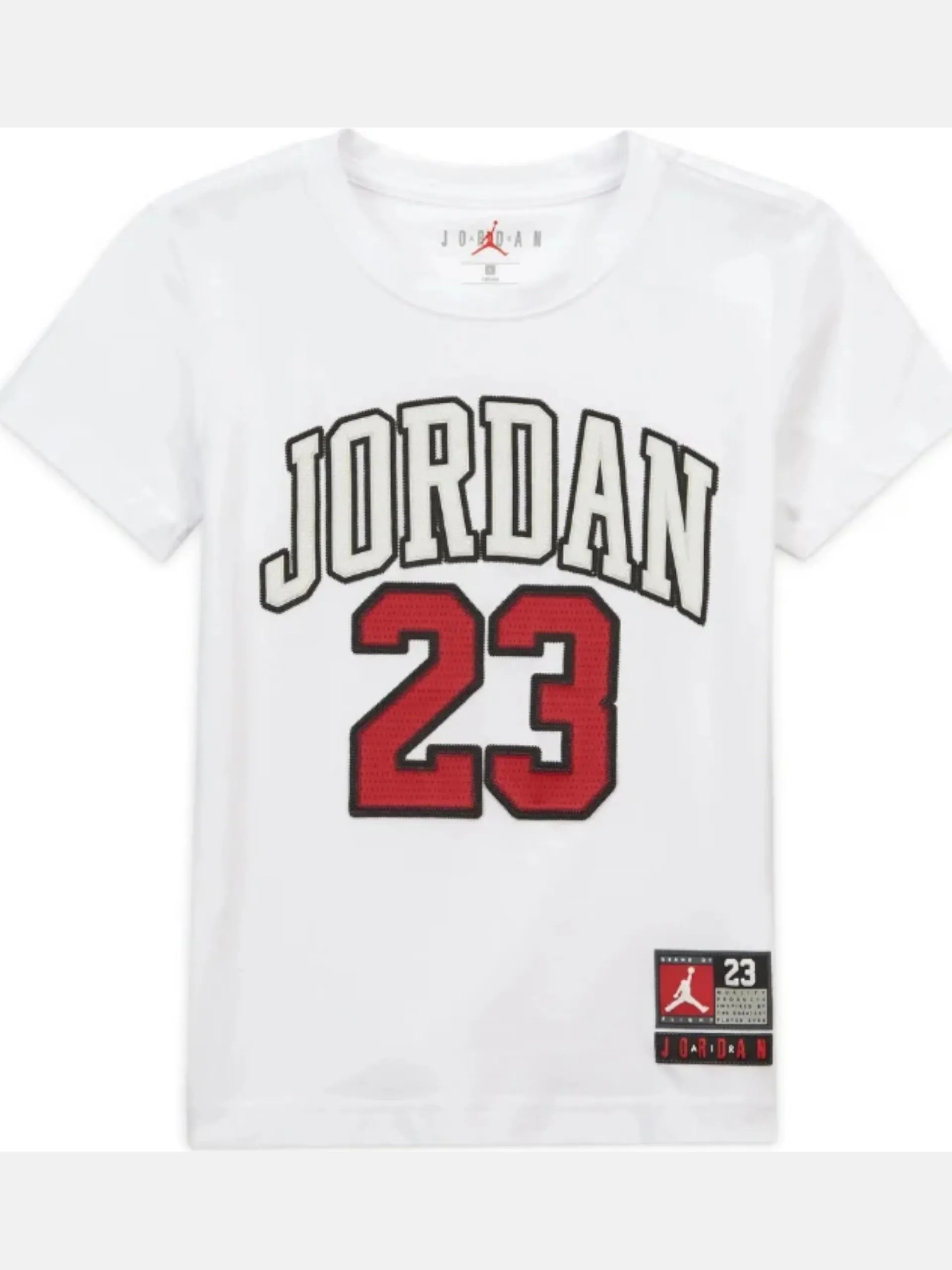NIKE JORDAN T-Shirt*Maglia Jordan Bambino bianca con scritta rossa e bianca 85A088