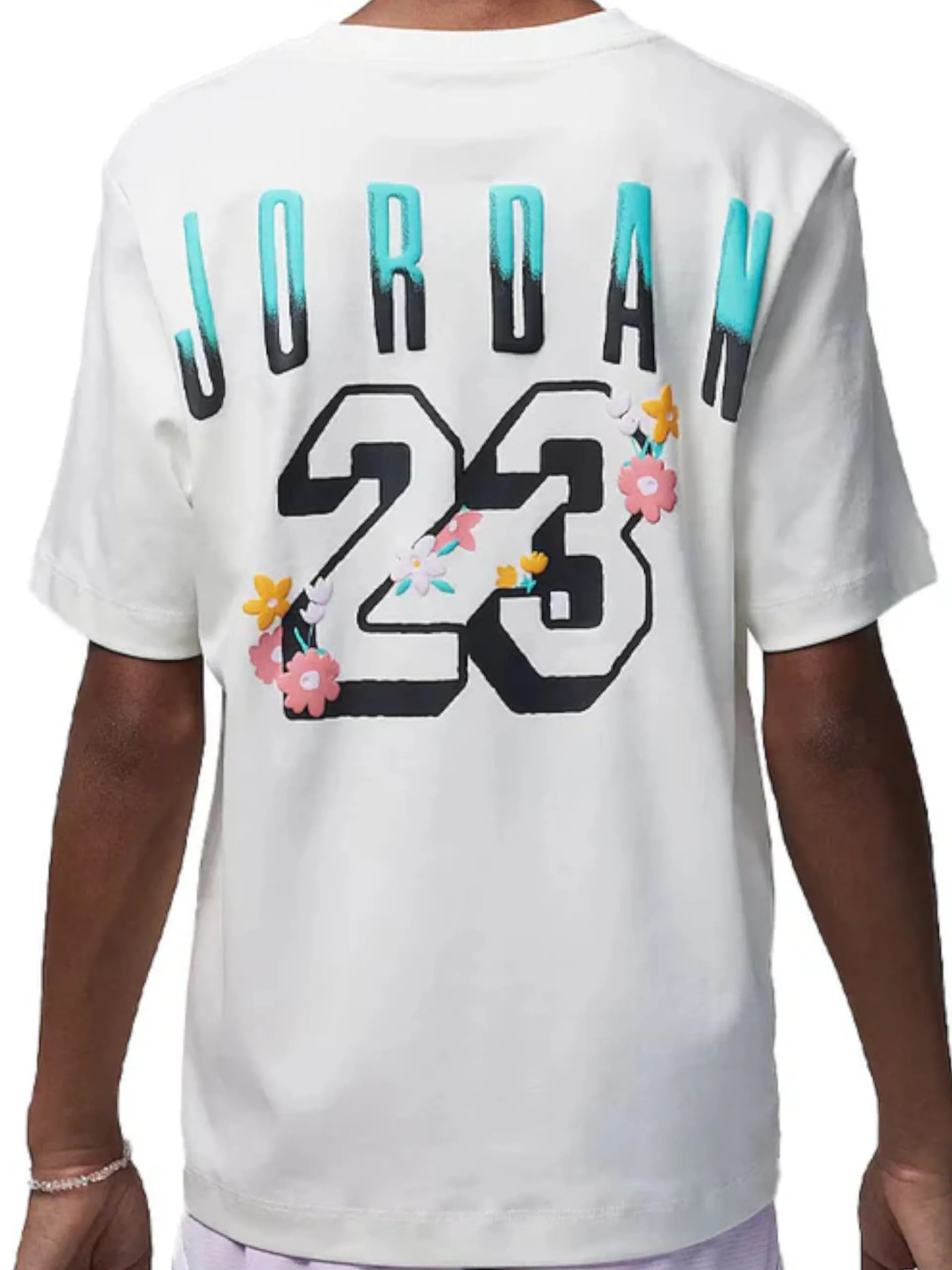 NIKE JORDAN T-Shirt*Maglia Jordan bianca da bambina stampa con fiori 45D932