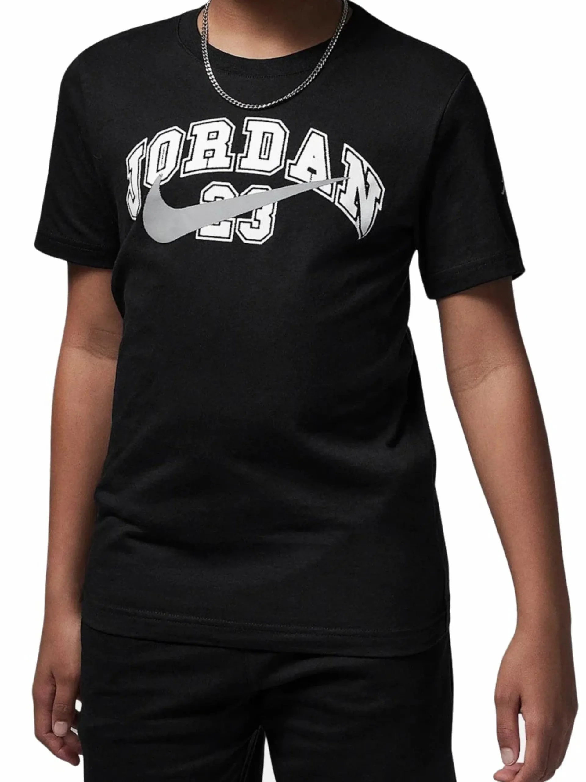 NIKE JORDAN T-Shirt*Maglia Jordan nera da bambino con stampa e logo ricamato 95F052