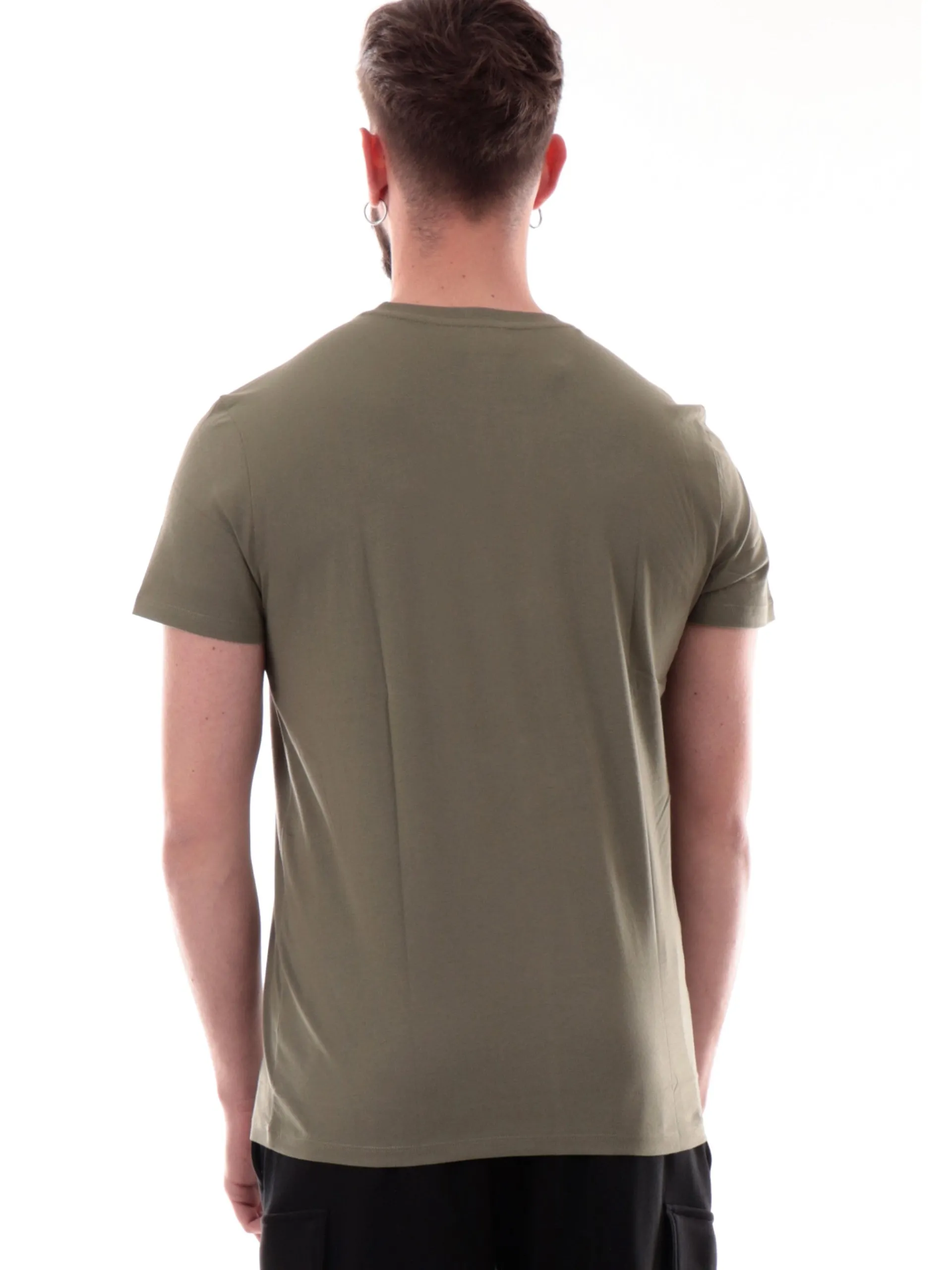 LACOSTE T-Shirt*Maglia verde militare girocollo da uomo con coccodrillo TH6709