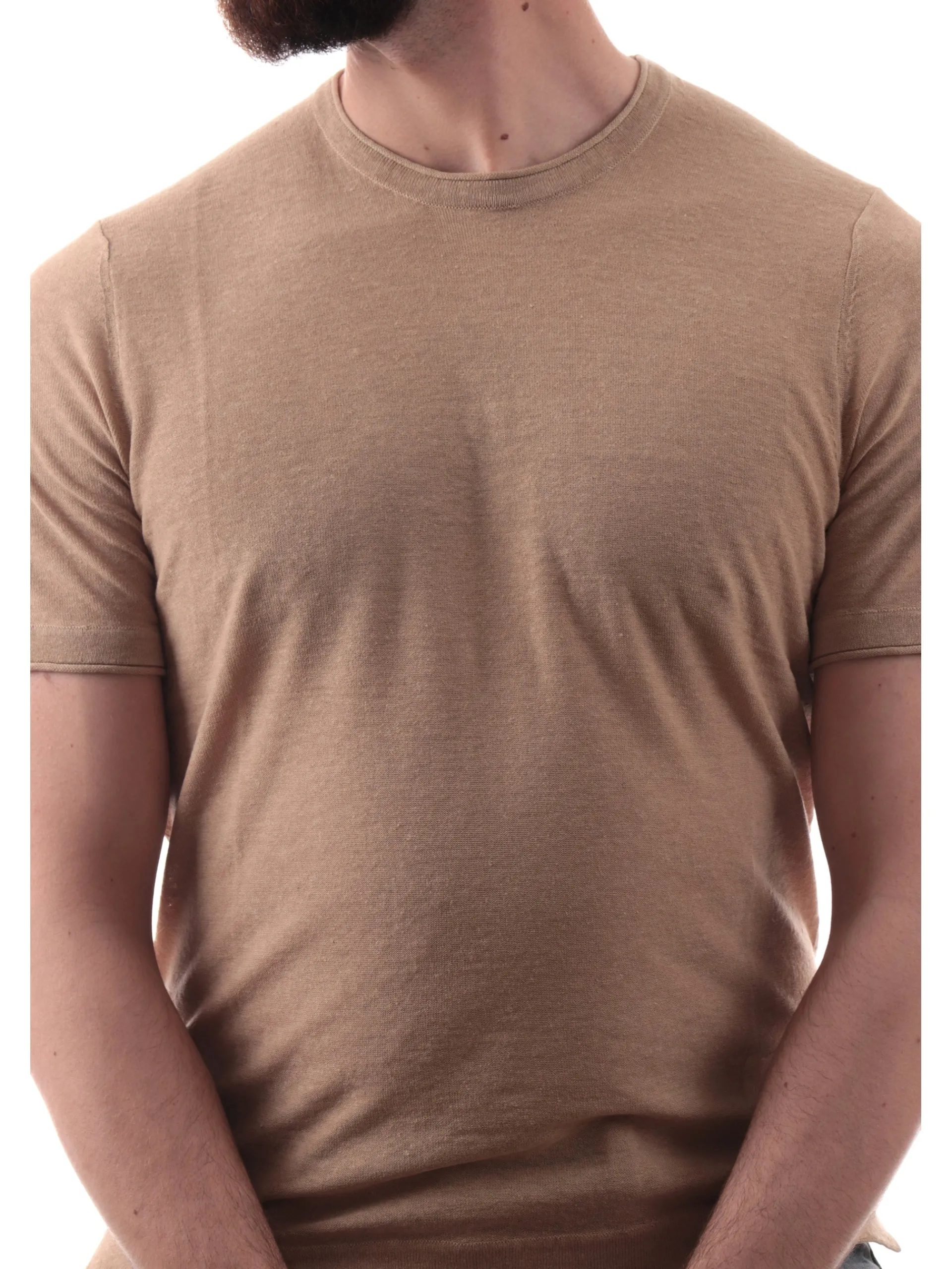 MARKUP Maglie*Maglia lino beige da uomo girocollo MK890015