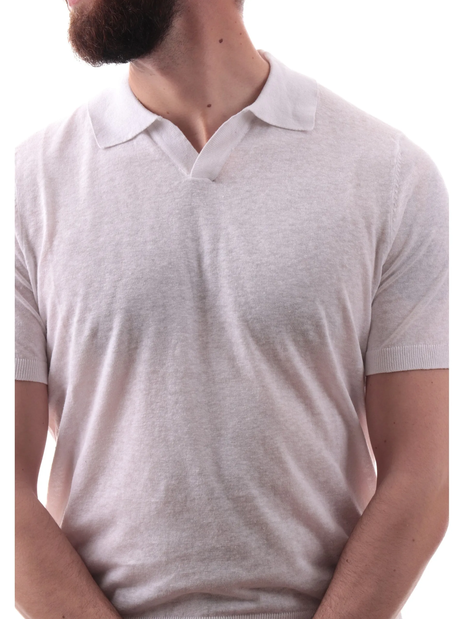 MARKUP Maglie*Maglia lino bianca scollo a V da uomo Derby MK890016