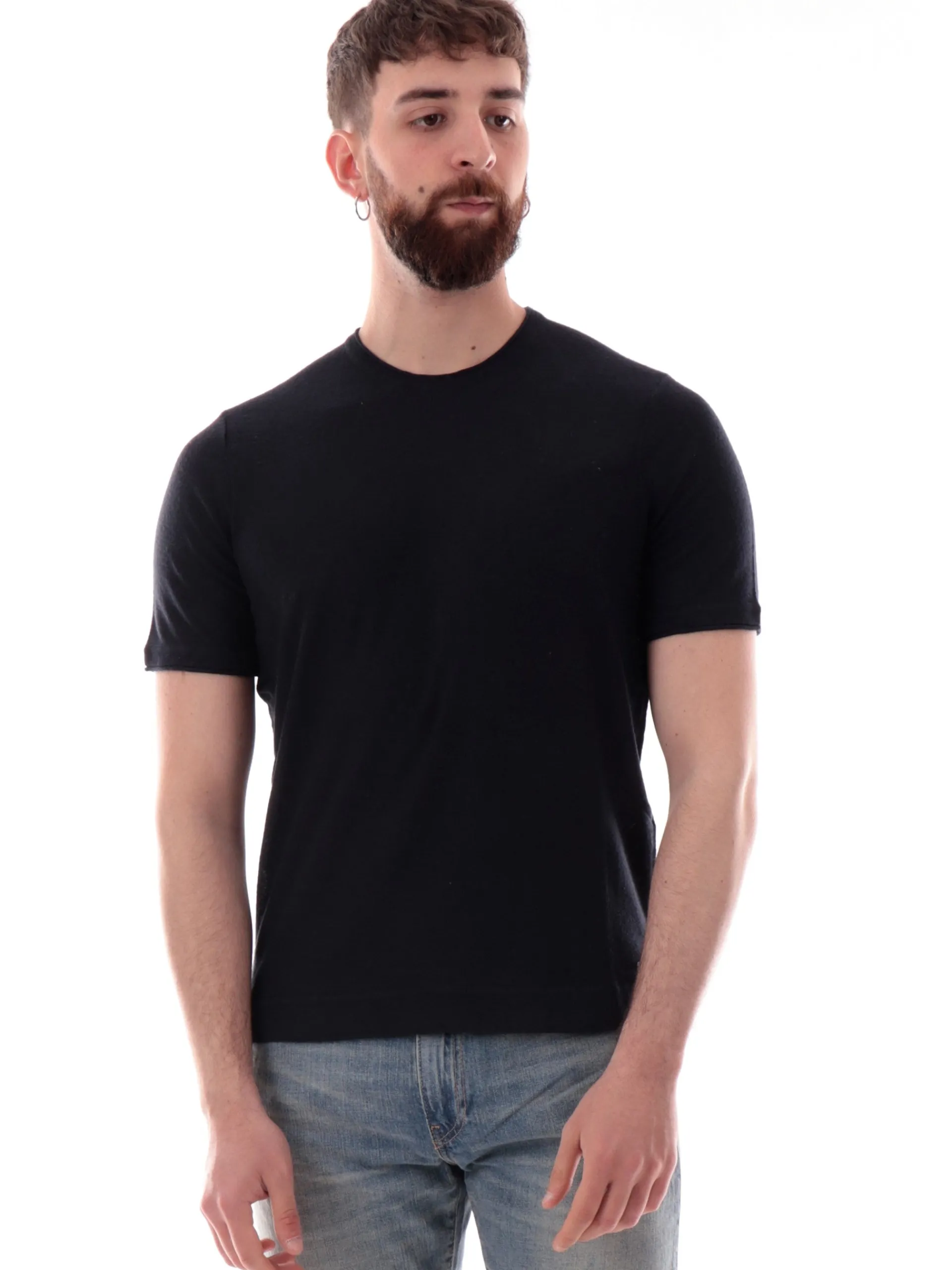 MARKUP Maglie*Maglia lino blu da uomo girocollo MK890015