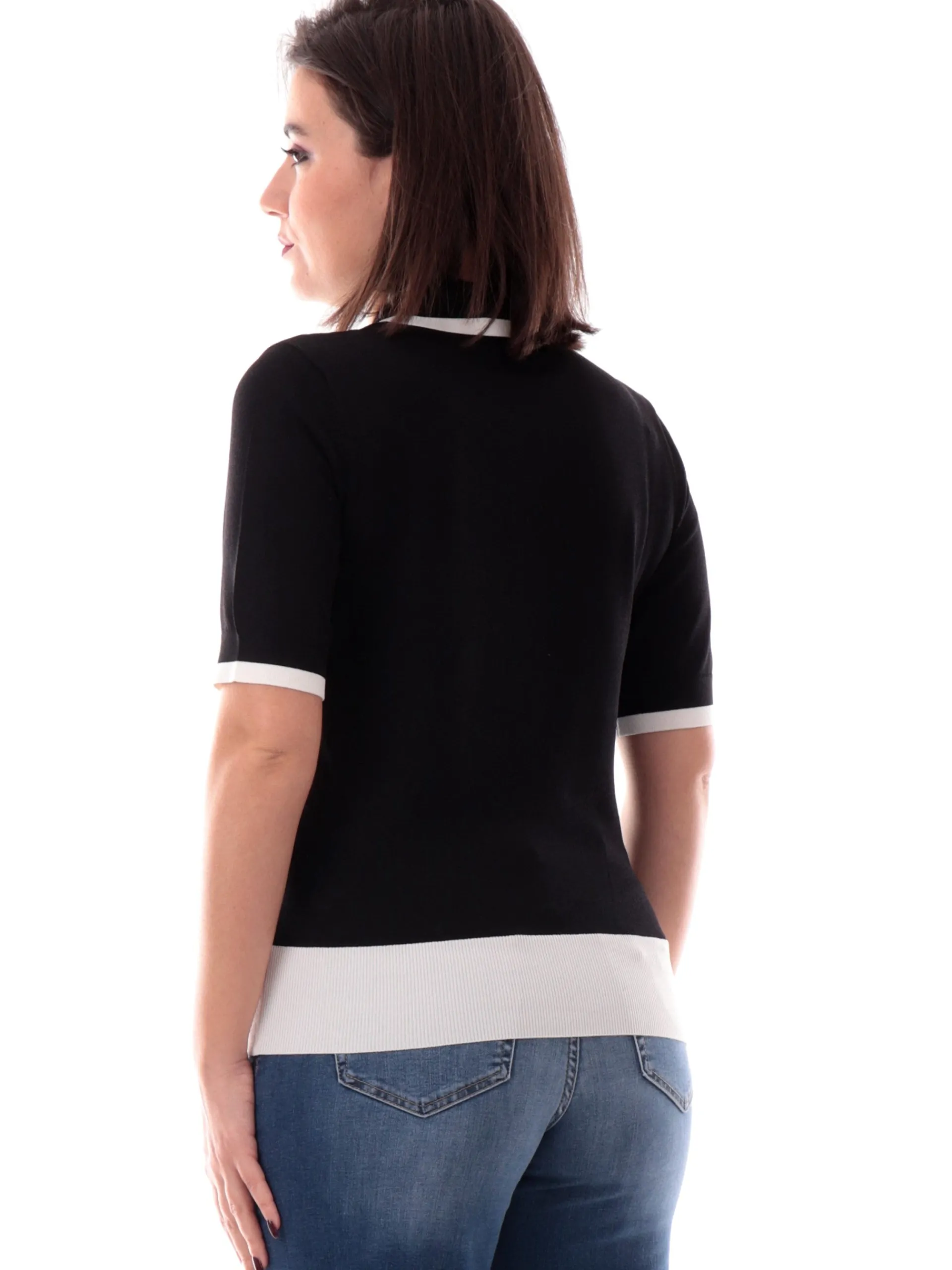 LIU JO SPORT Maglie*Maglia Liu Jo scollo a V nera da donna maniche corte TA5093MS022