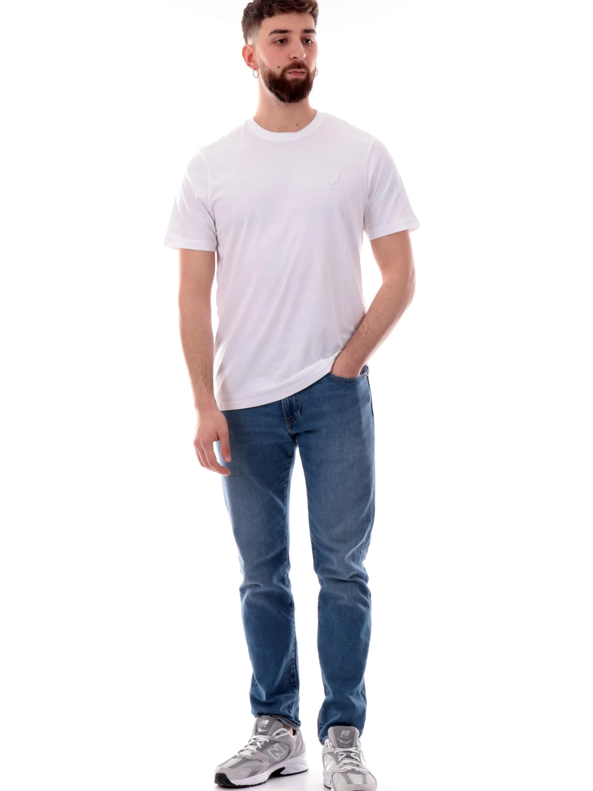 LYLE & SCOTT T-Shirt*Maglia Lyle Scott bianca Superfine da uomo patch Lyle Scott ricamato TS2255TON