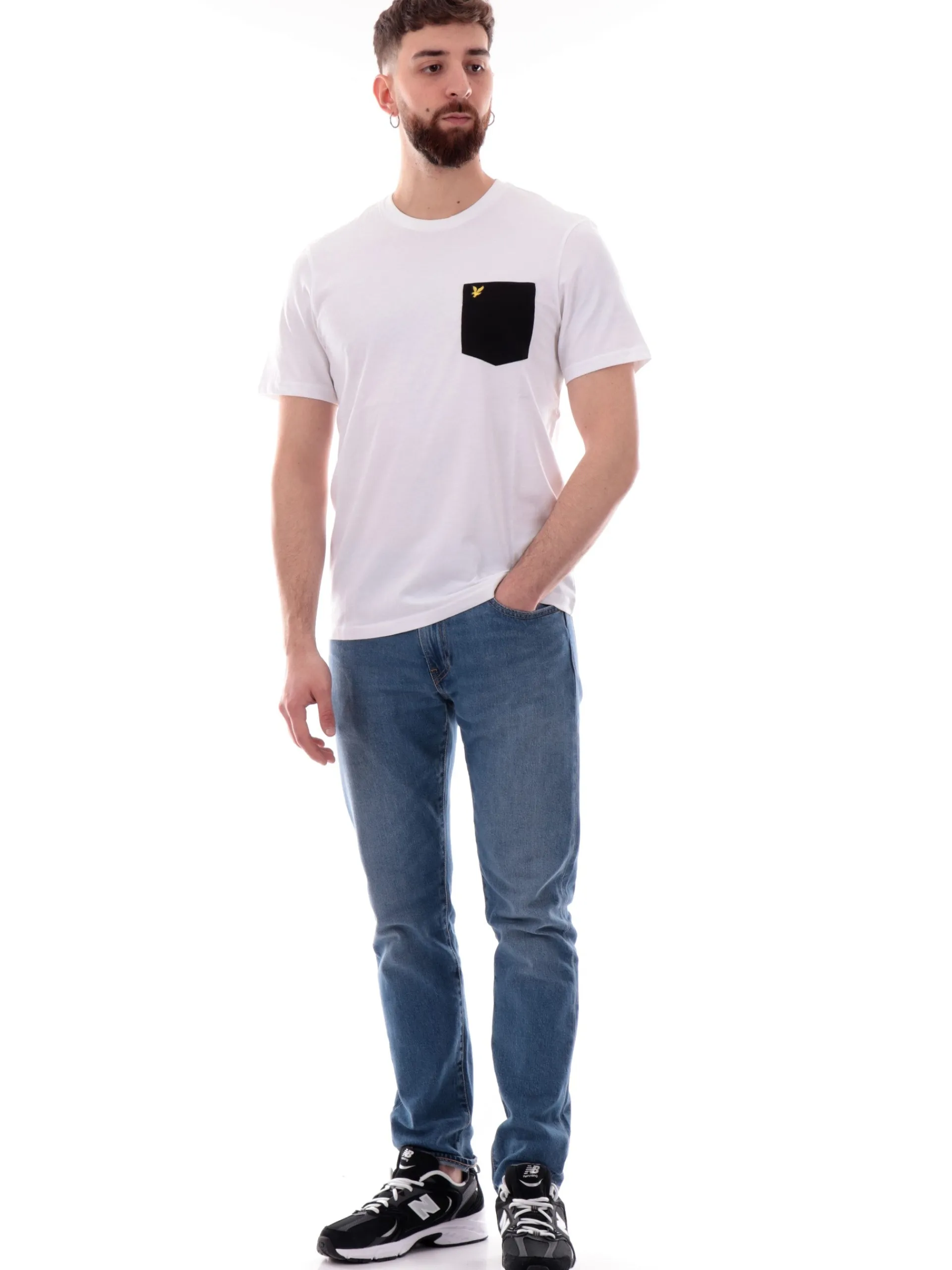 LYLE & SCOTT T-Shirt*Maglia Lyle Scott bianca da uomo con taschino Contrast Pocket TS831VOG