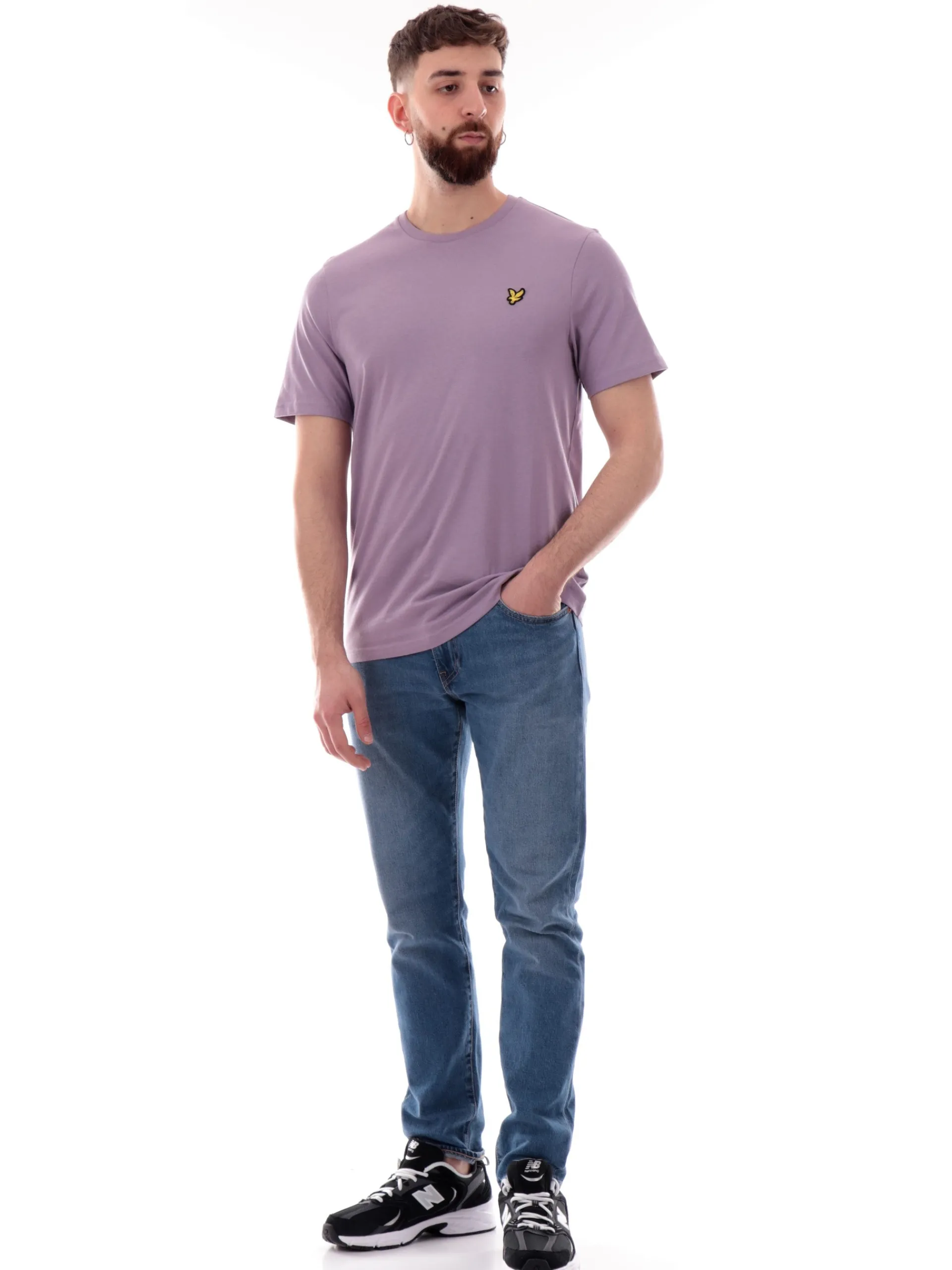 LYLE & SCOTT T-Shirt*Maglia Lyle Scott lilla da uomo patch Lyle Scott Plain TS400VOG
