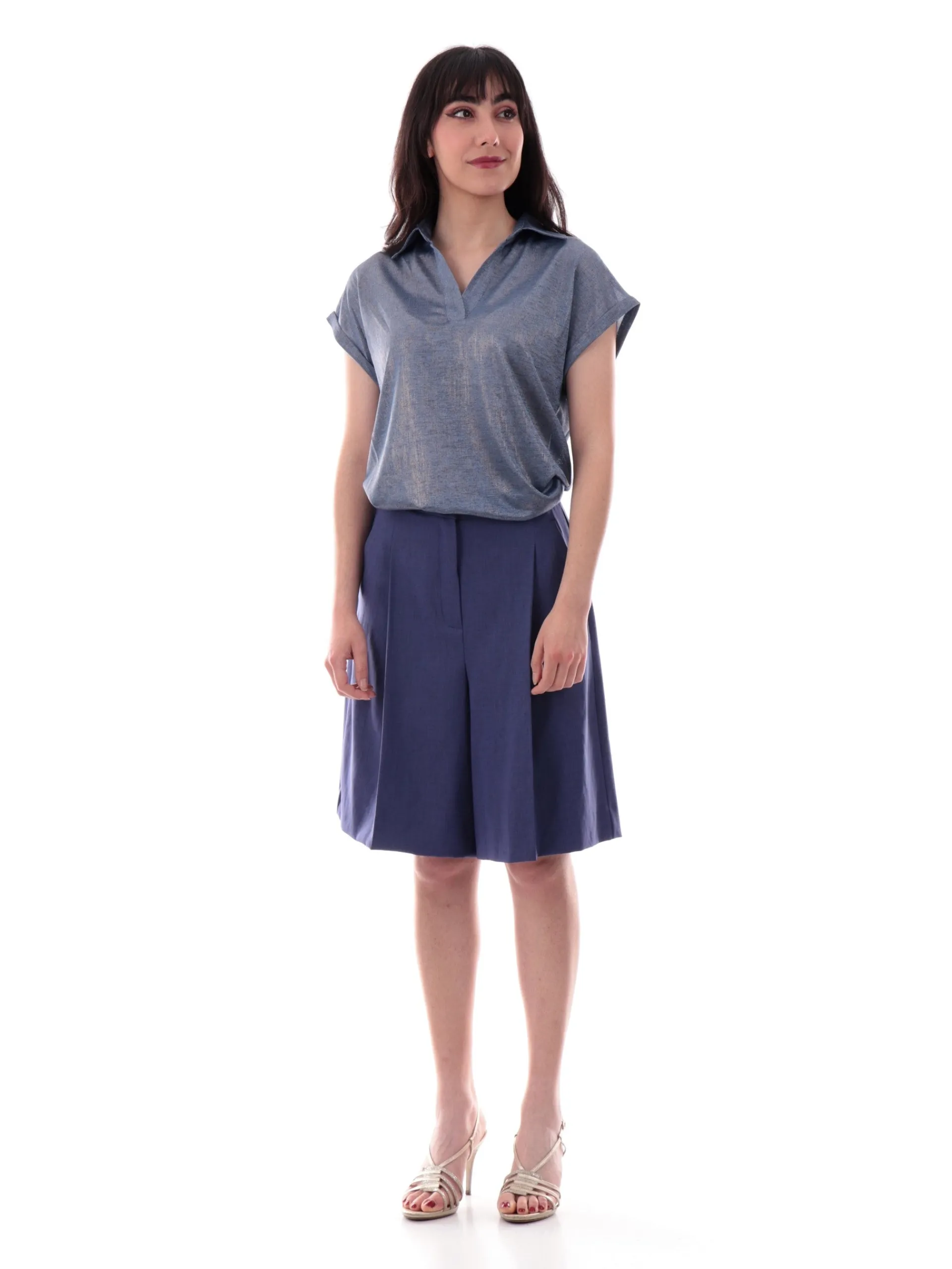 MOLLYBRACKEN T-Shirt*Maglia Molly Bracken beige con colletto da donna P1811DE
