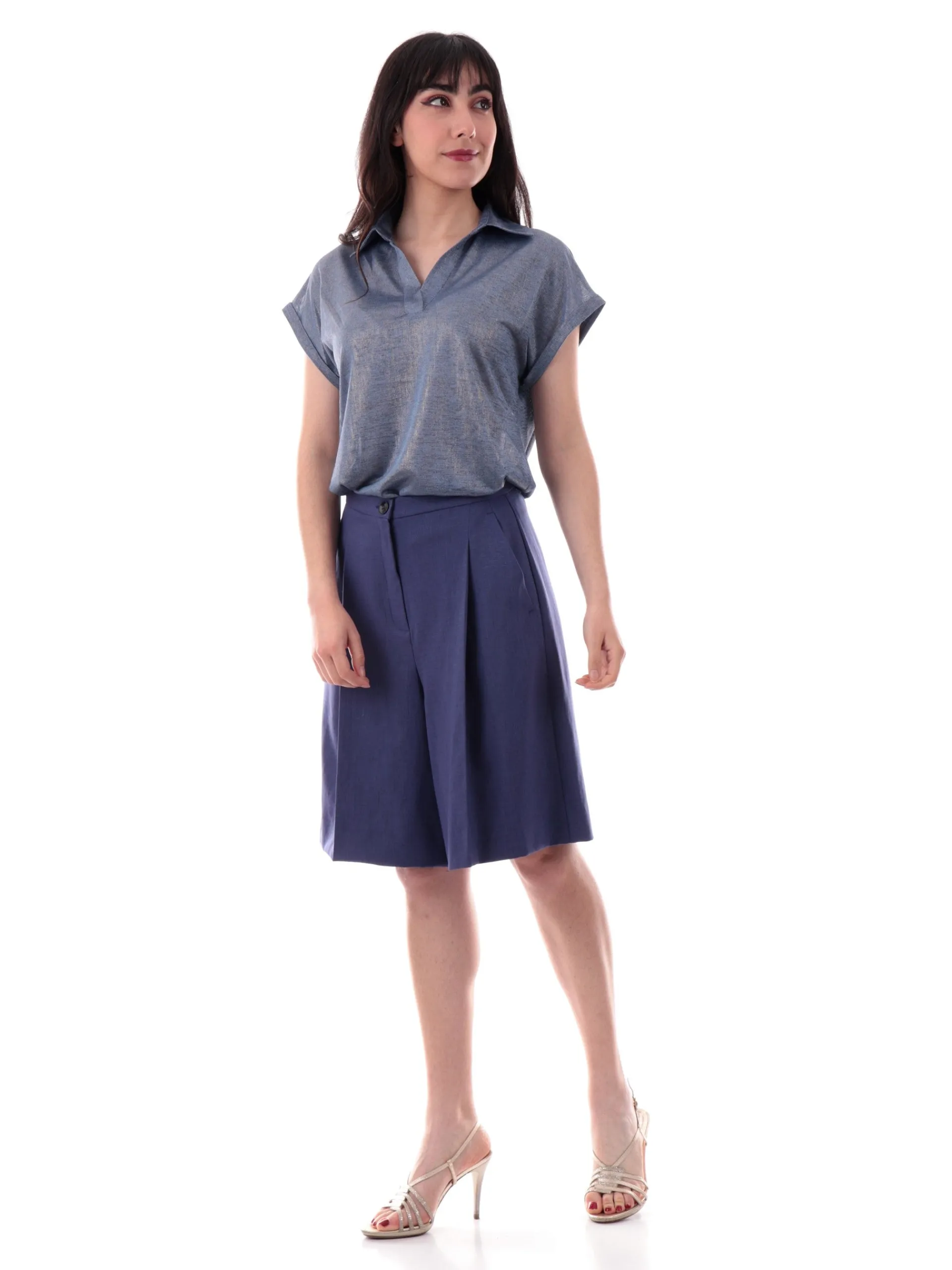 MOLLYBRACKEN T-Shirt*Maglia Molly Bracken beige con colletto da donna P1811DE