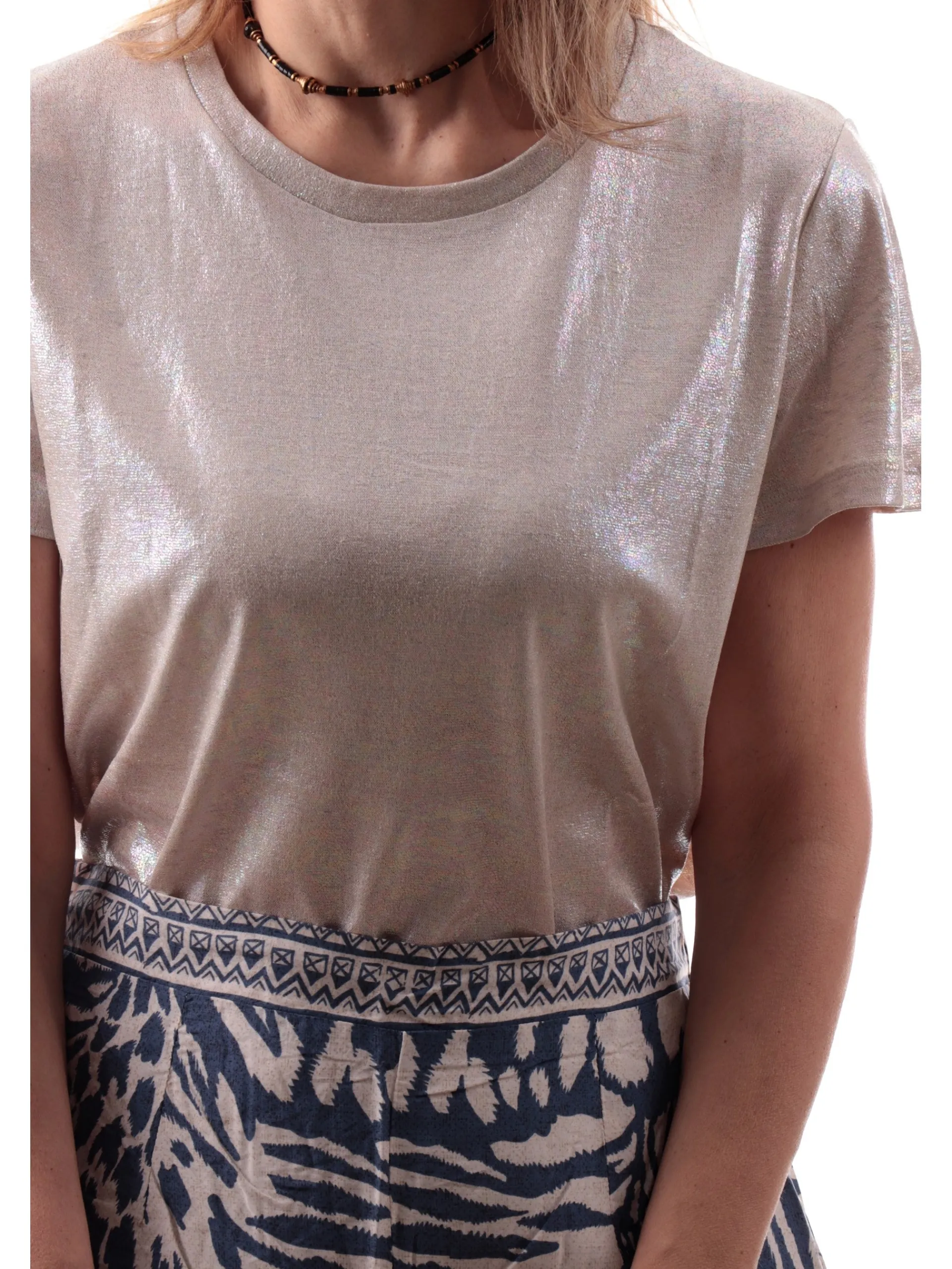 MOLLYBRACKEN T-Shirt*Maglia Molly Bracken beige da donna con glitter all over TS103DP