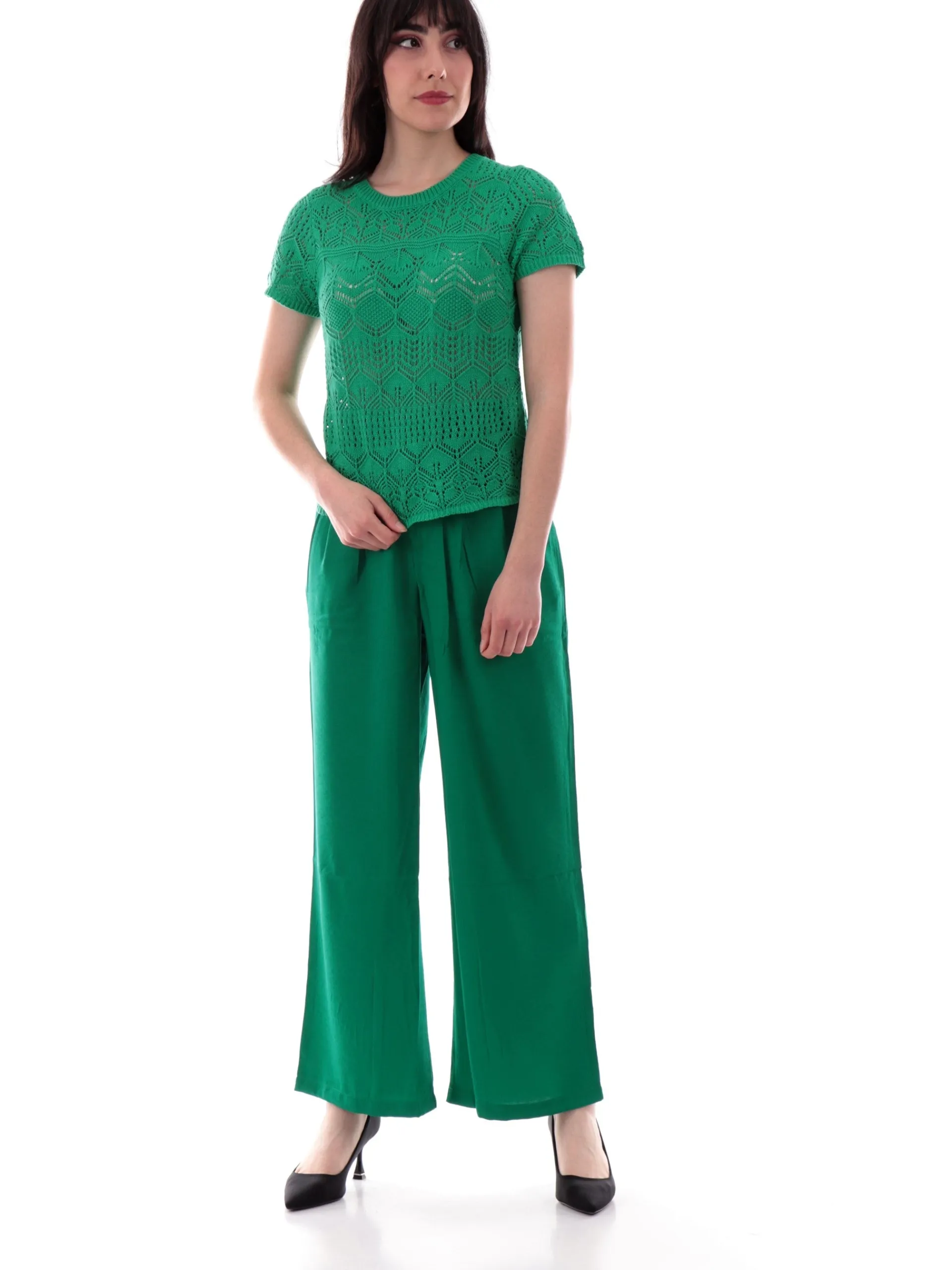MOLLYBRACKEN Maglie*Maglia Molly Bracken da donna verde macramè uncinetto E1732DP