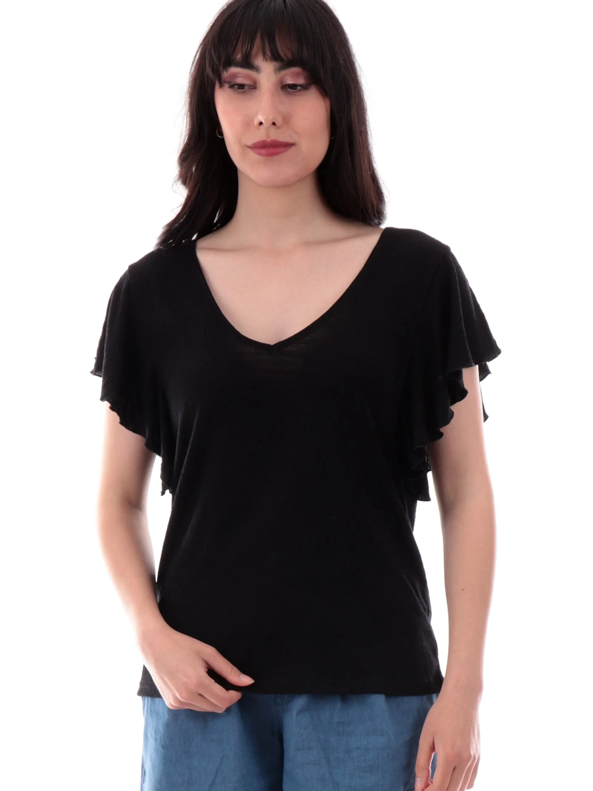 MOLLYBRACKEN T-Shirt*Maglia Molly Bracken Nera da donna Maniche a E1615DP