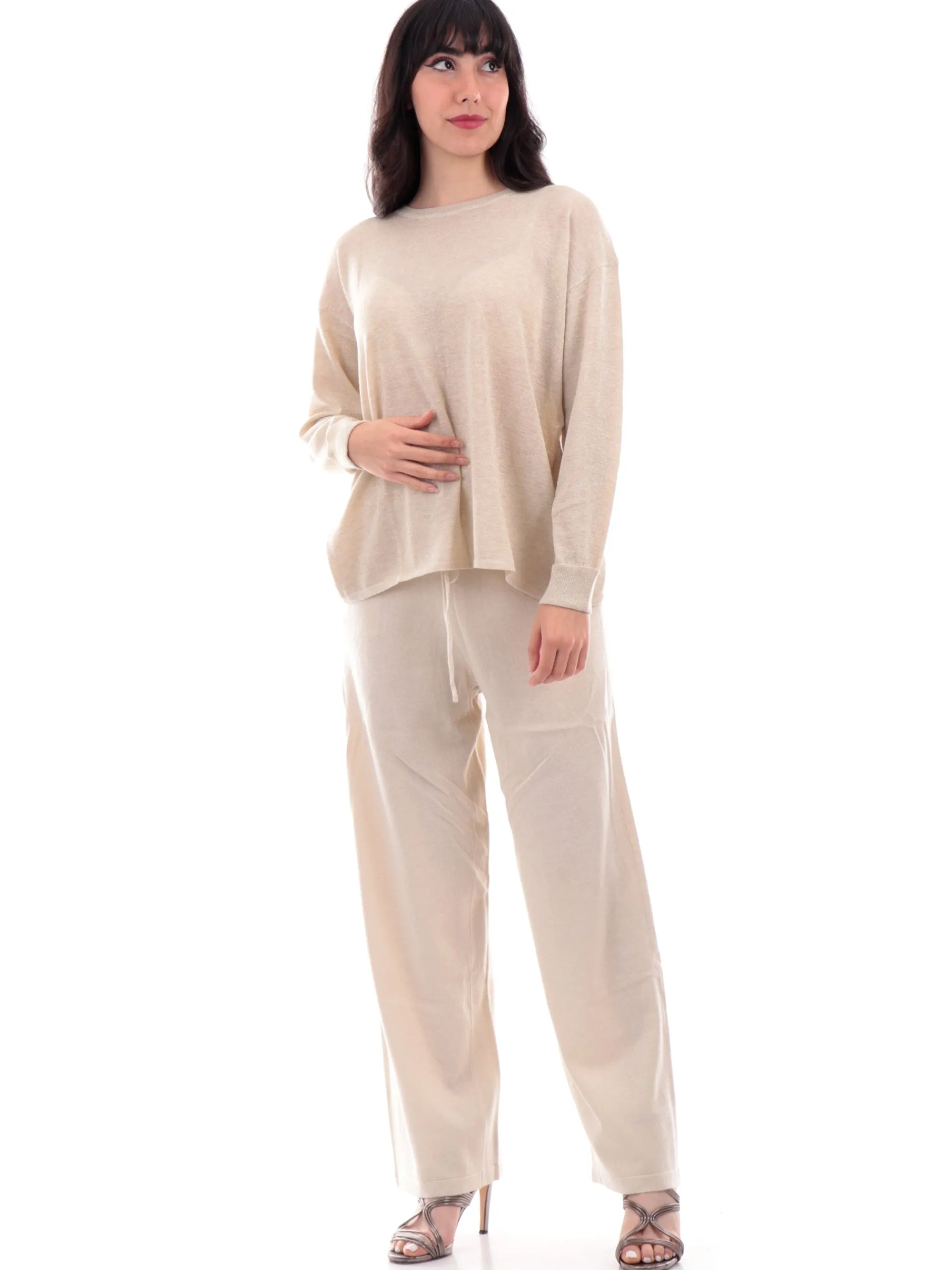 MOLLYBRACKEN Maglie*Maglia Molly Bracken oro da donna con apertura sulla schiena TR141CH