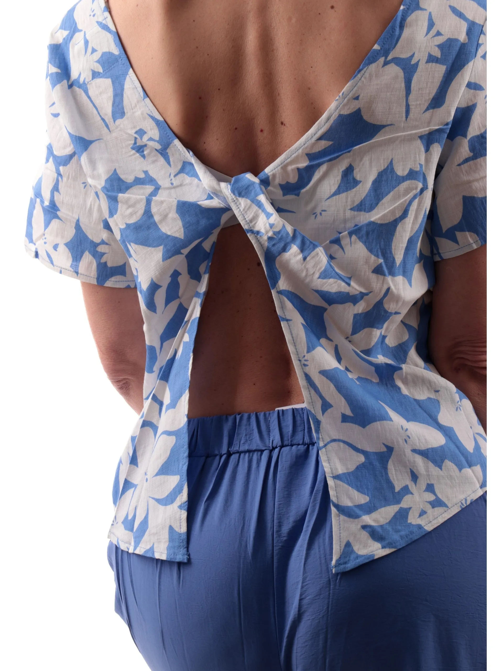 MOLLYBRACKEN Maglie*Maglia Molly spacco posteriore blu da donna con nodo TL367DE
