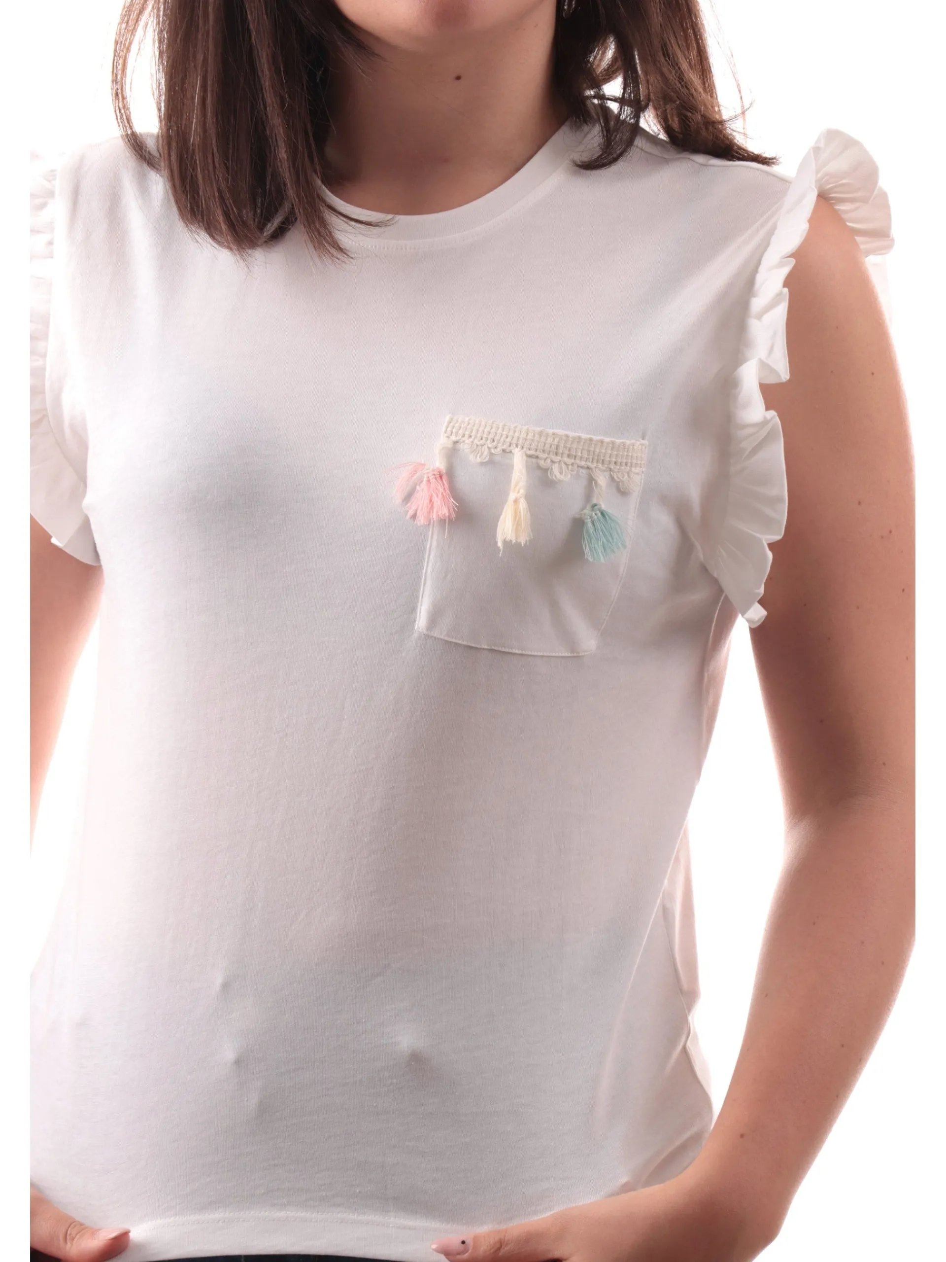 ONLY Maglie*Maglia bianca da donna con maniche a volant 15289732