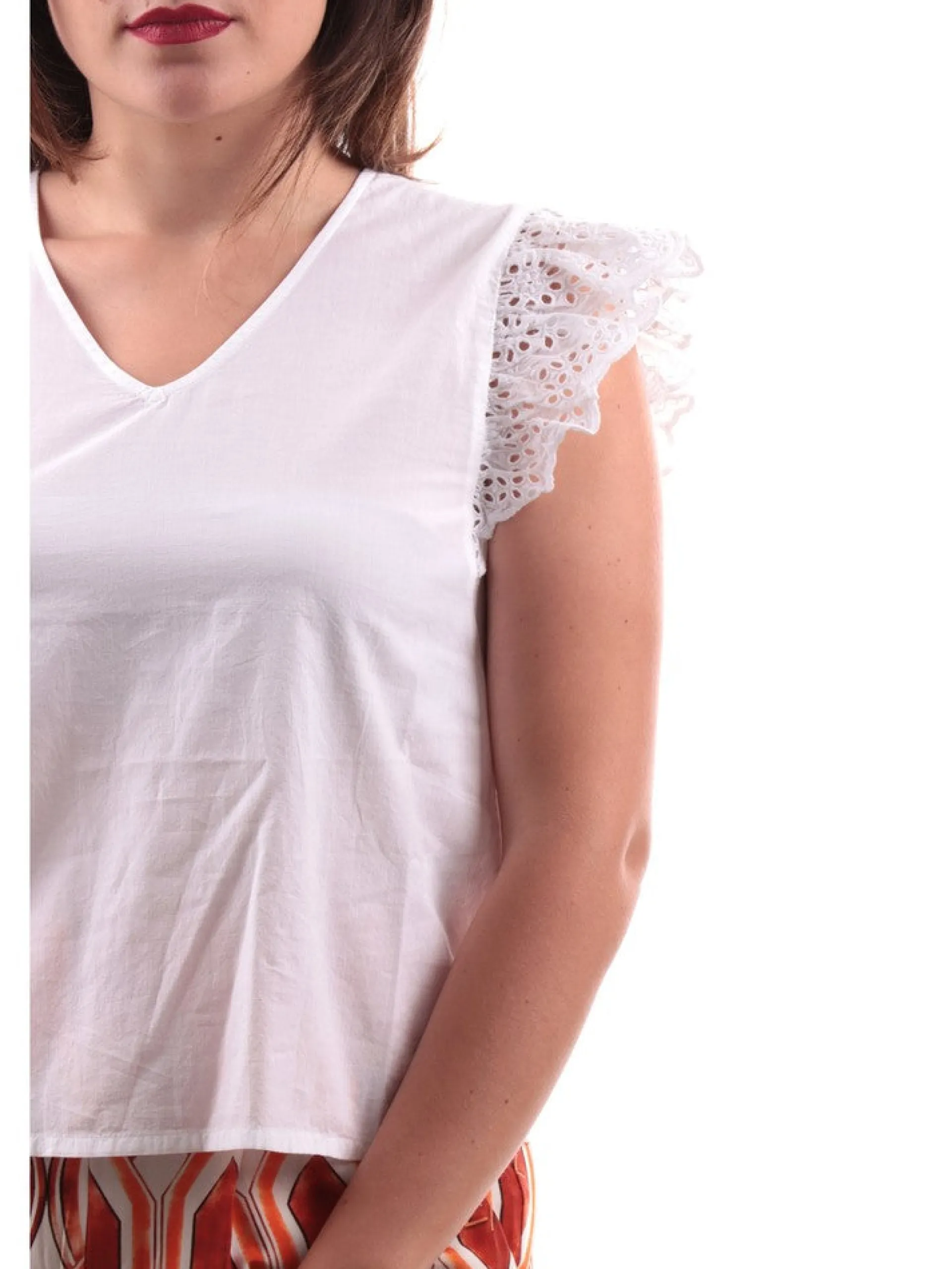 ONLY Maglie*Maglia bianca maniche a farfalla da donna 15313171