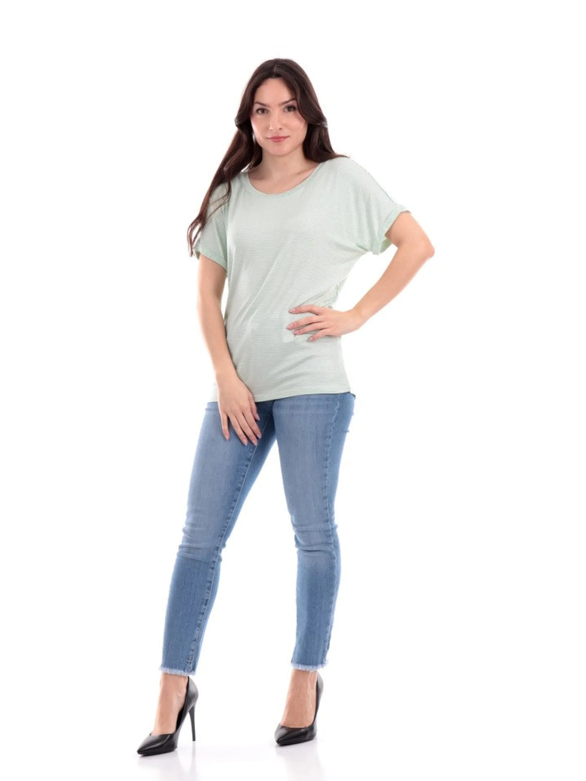 ONLY Maglie*Maglia verde da donna a righe 15285150