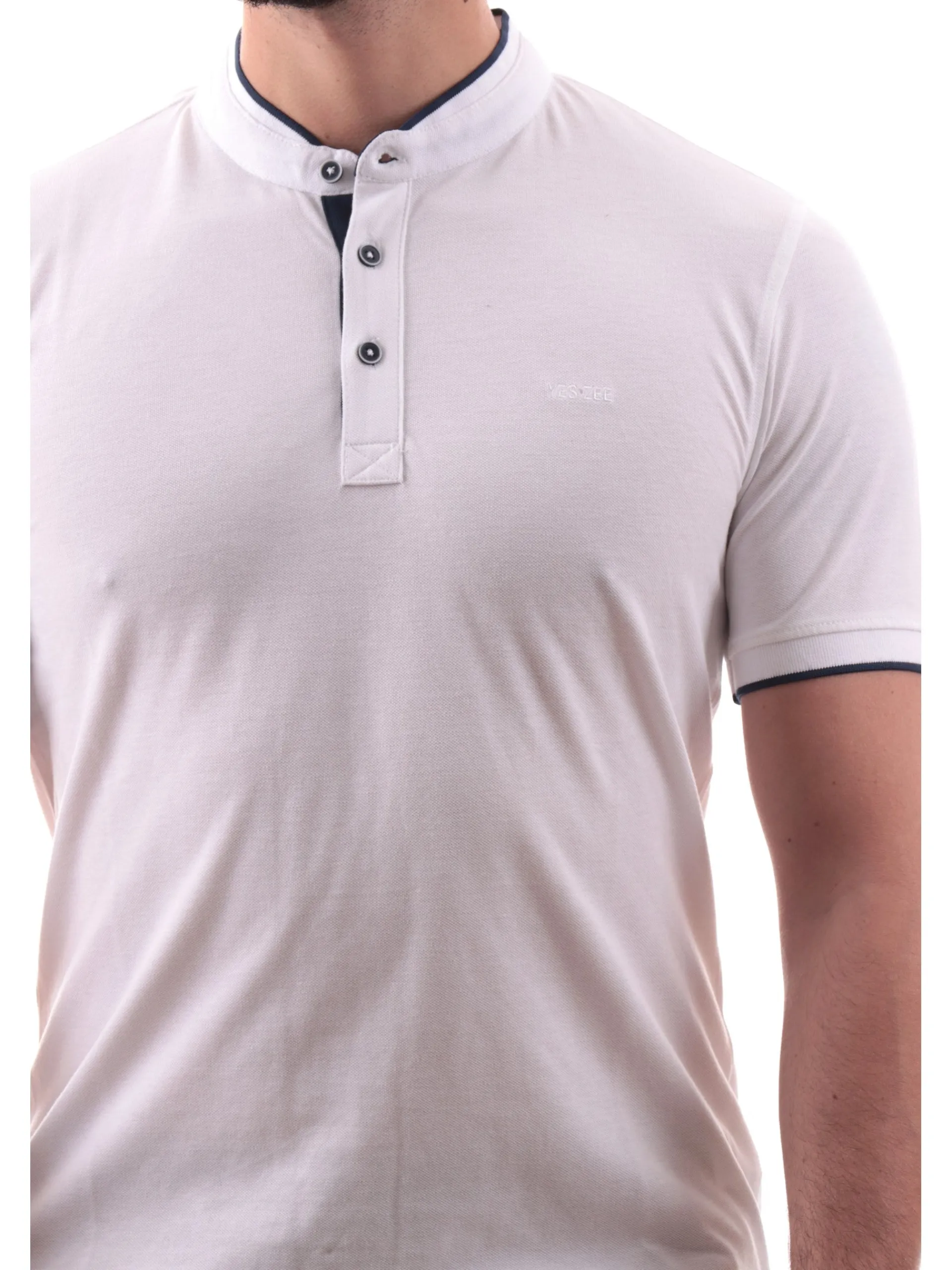 YES ZEE Polo*Maglia Polo Bianca da uomo coreana T721S8000107