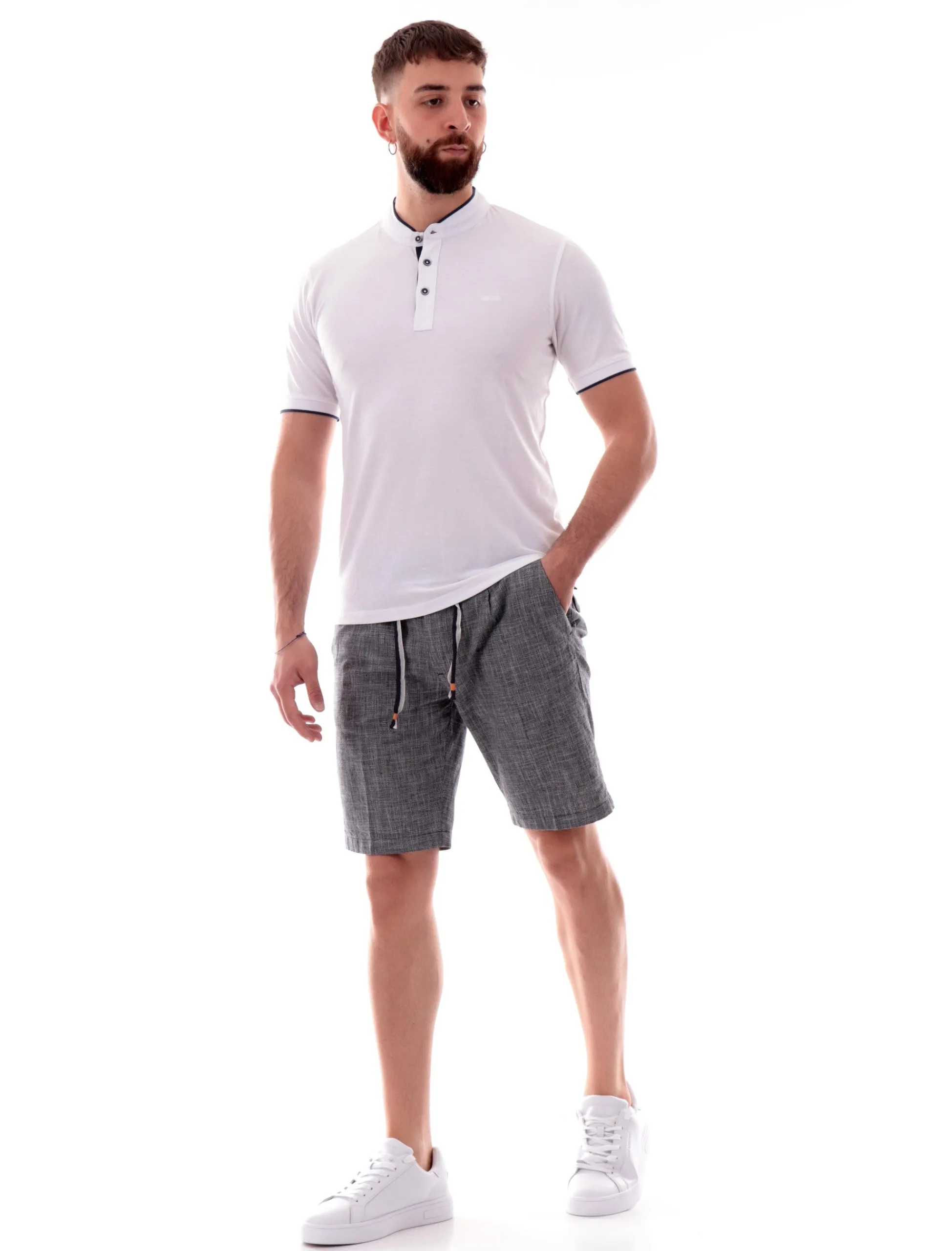 YES ZEE Polo*Maglia Polo Bianca da uomo coreana T721S8000107