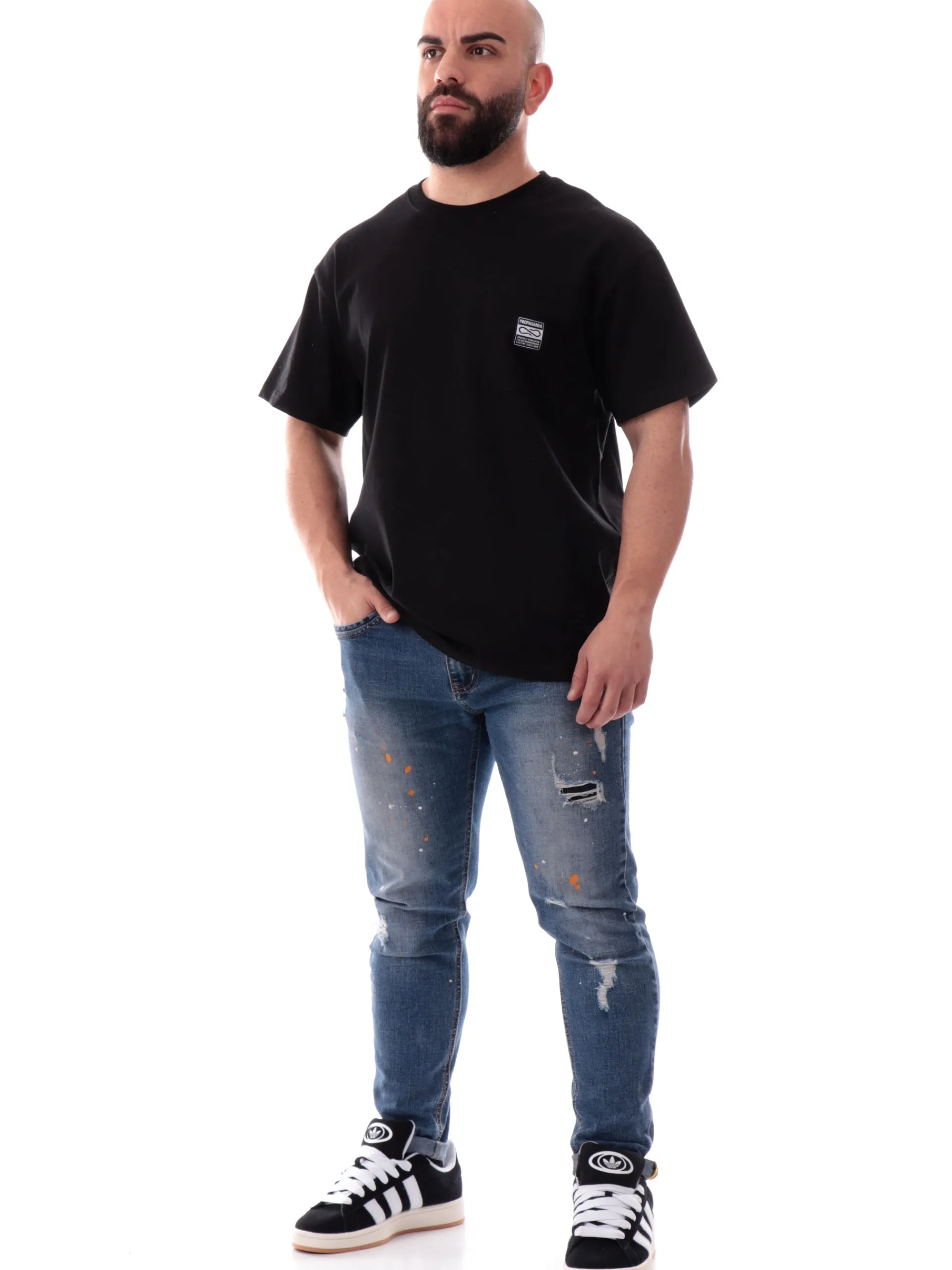 PROPAGANDA T-Shirt*Maglia nera Label Pocket 25SSPRTS
