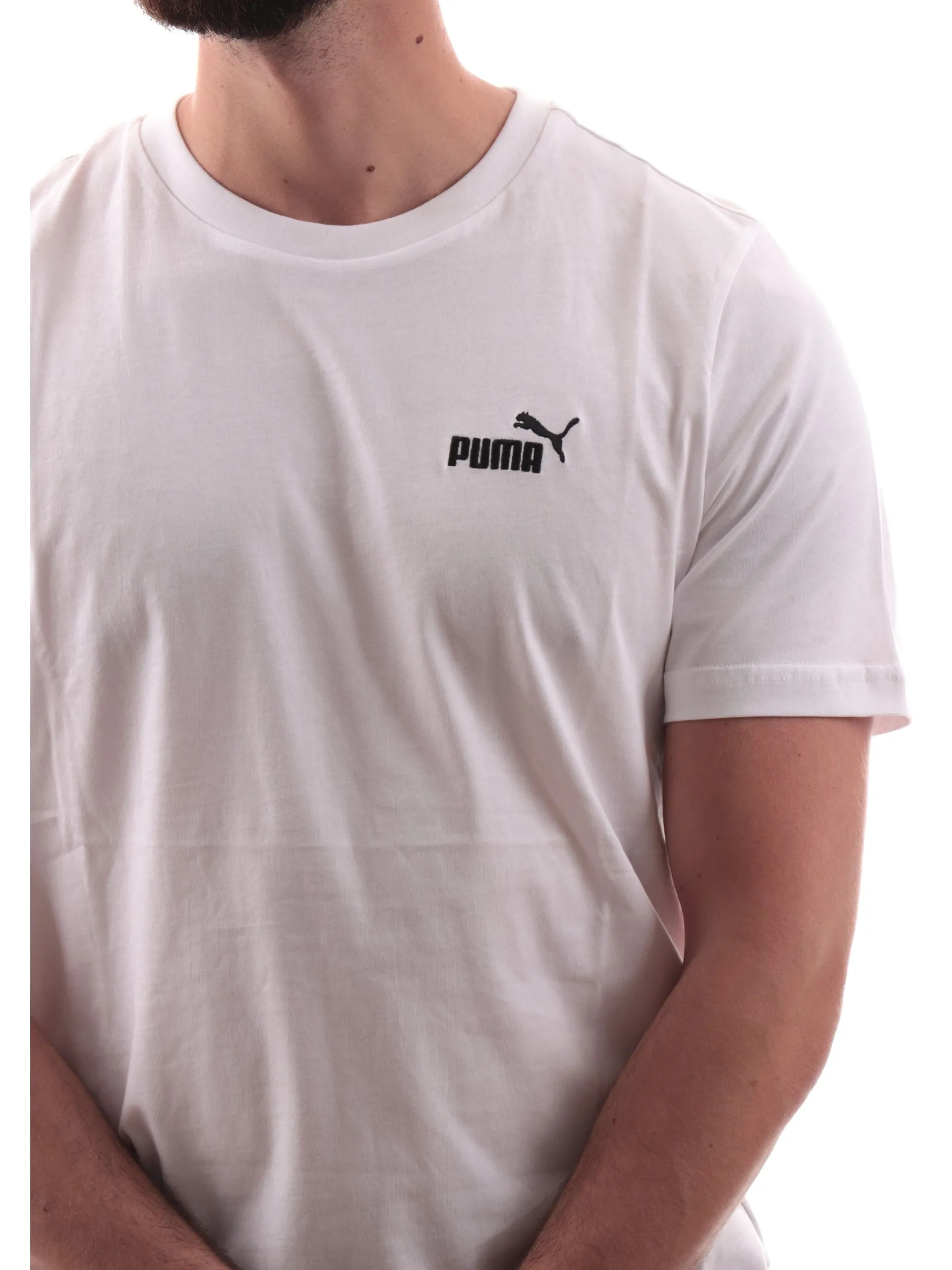 PUMA T-Shirt*Maglia bianca girocollo da uomo logo ricamato 682534