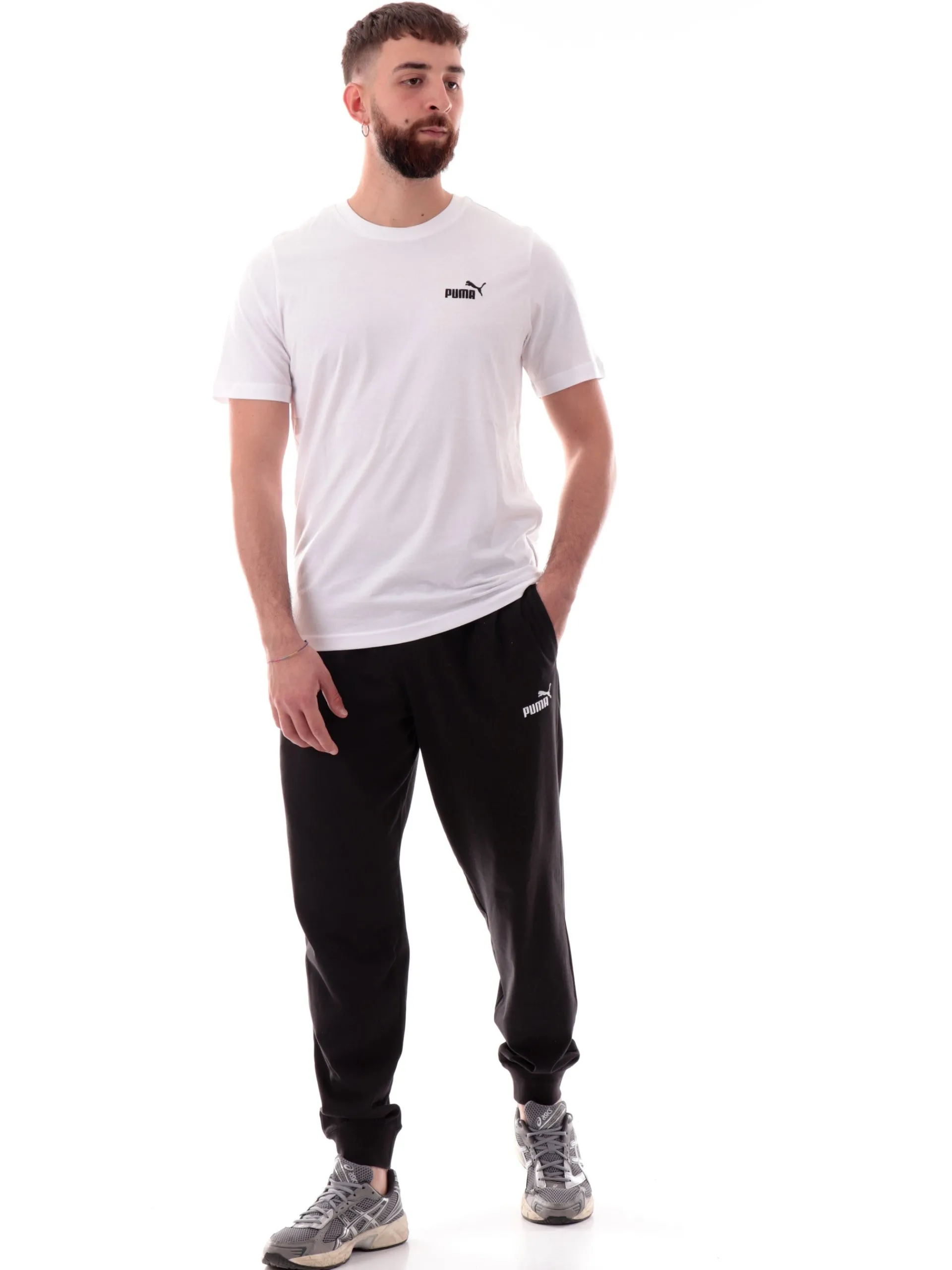 PUMA T-Shirt*Maglia bianca girocollo da uomo logo ricamato 682534