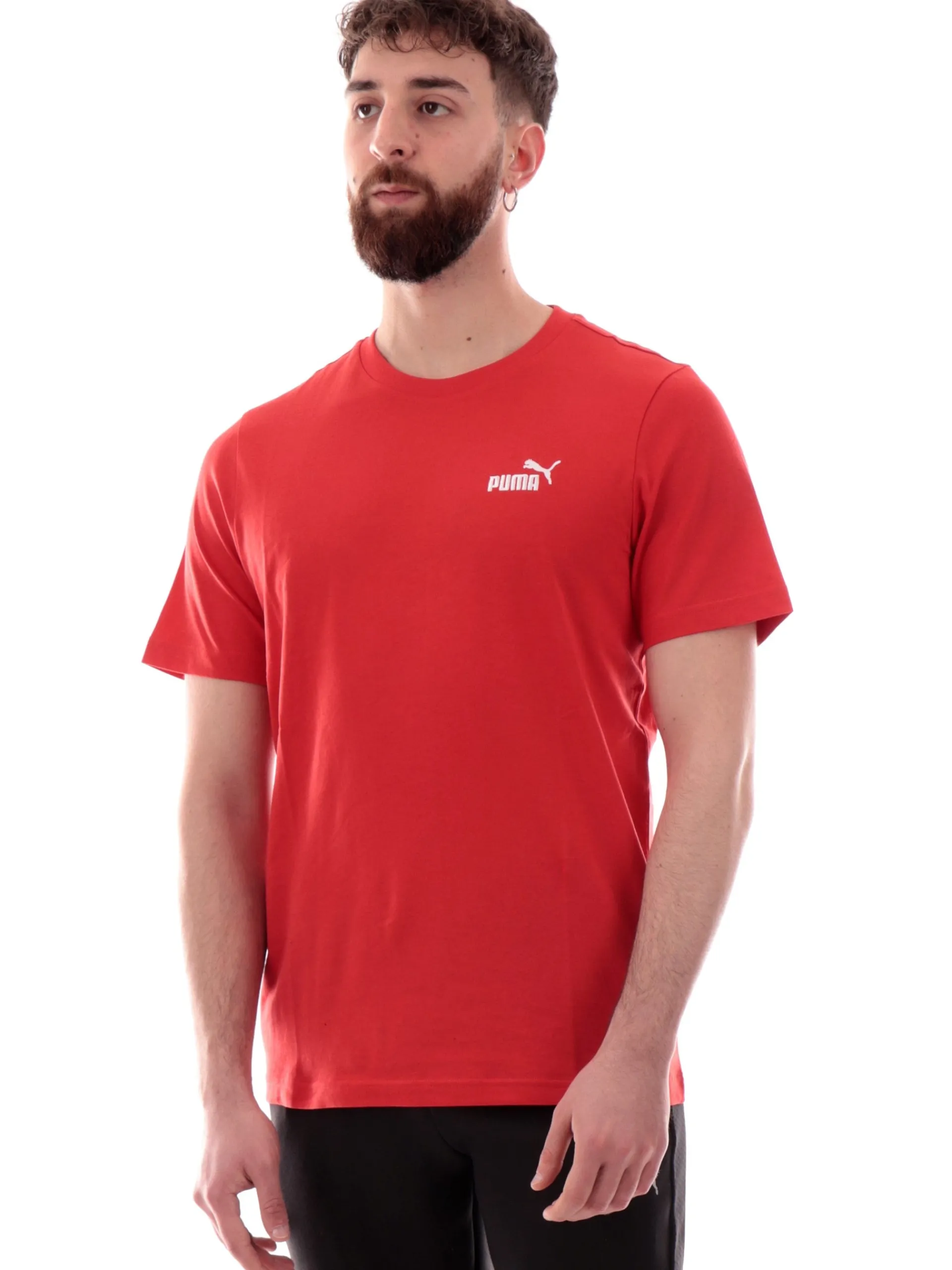 PUMA T-Shirt*Maglia rossa girocollo da uomo logo ricamato 682534