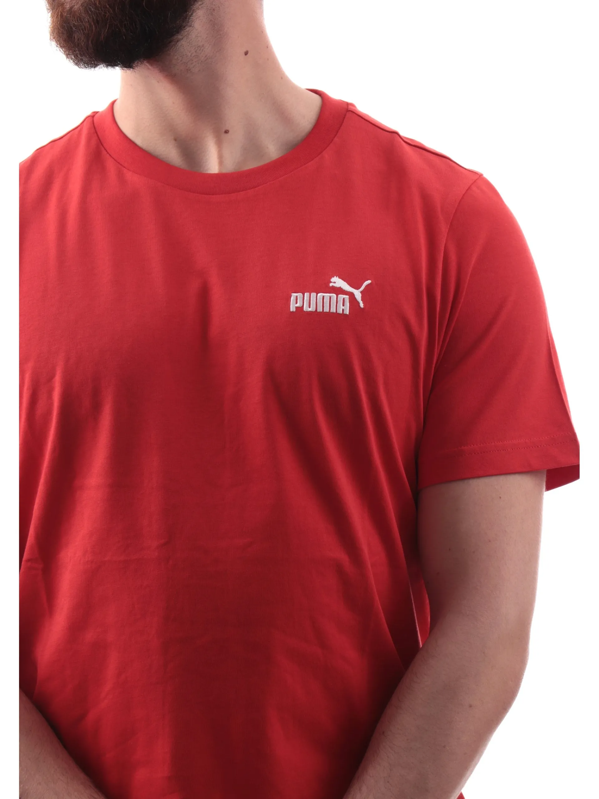 PUMA T-Shirt*Maglia rossa girocollo da uomo logo ricamato 682534