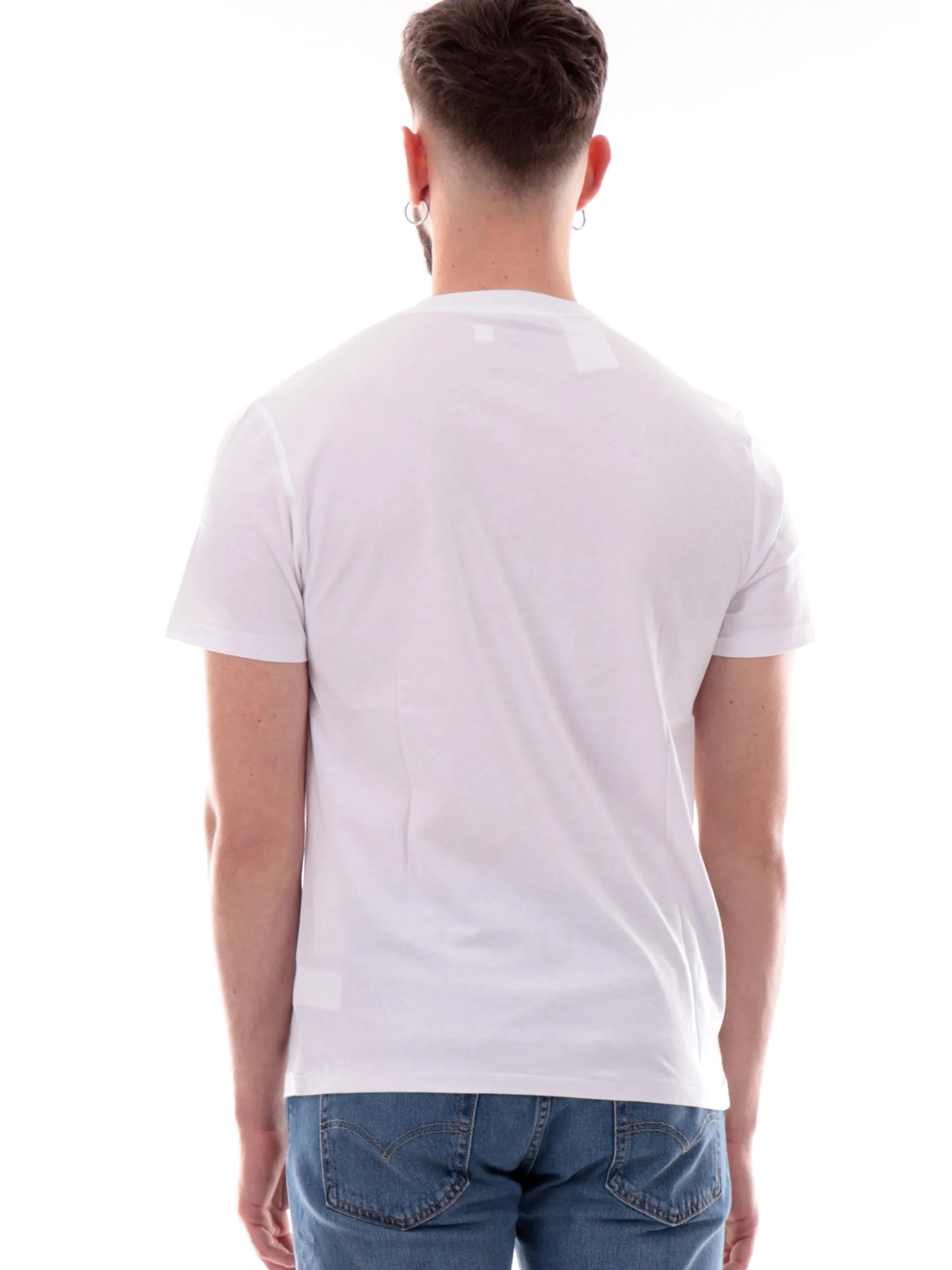 RALPH LAUREN T-Shirt*Maglia bianca girocollo da uomo logo Polo a contrasto 714931650