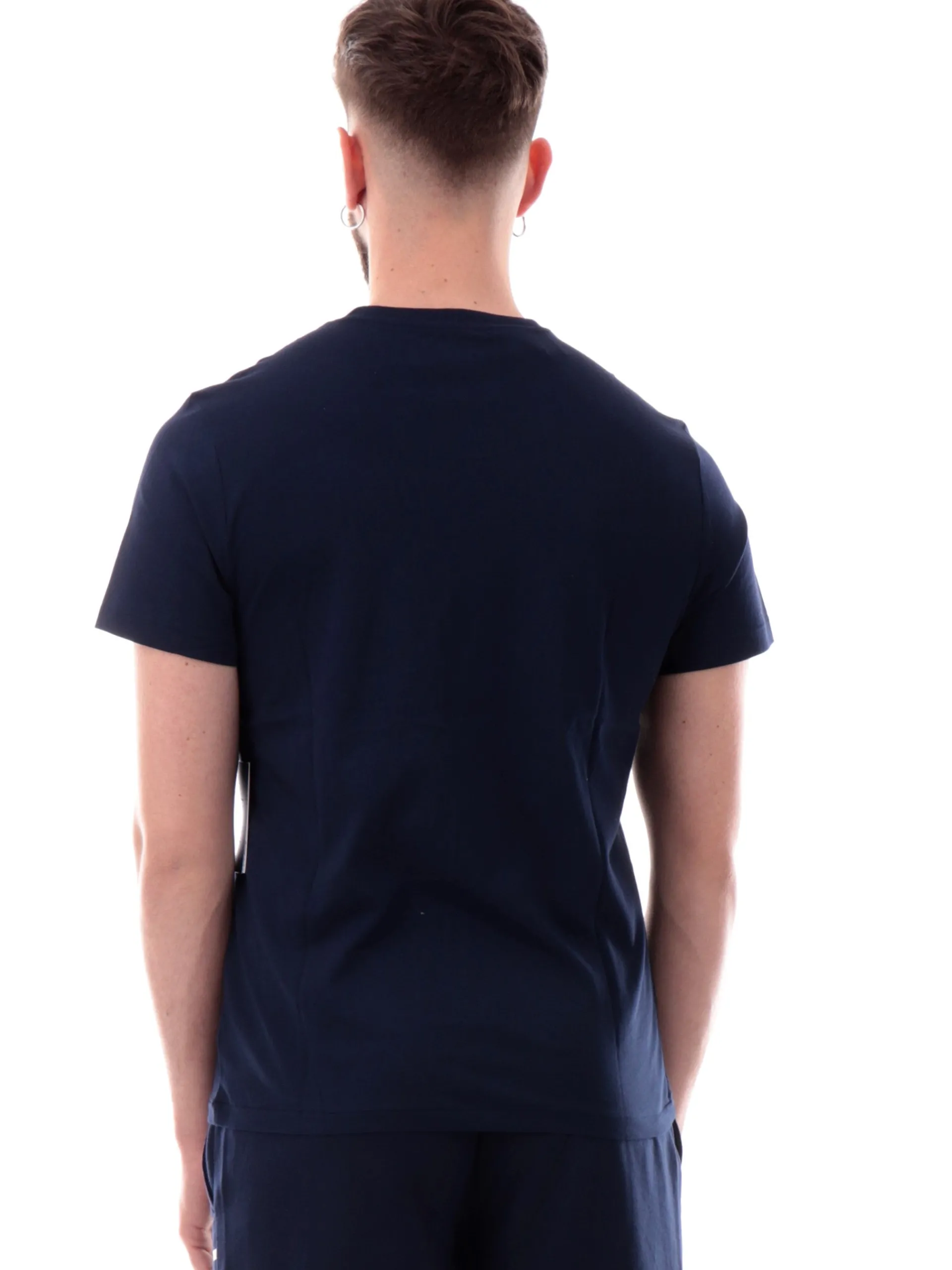 RALPH LAUREN T-Shirt*Maglia blu girocollo da uomo logo Polo a contrasto 714931650