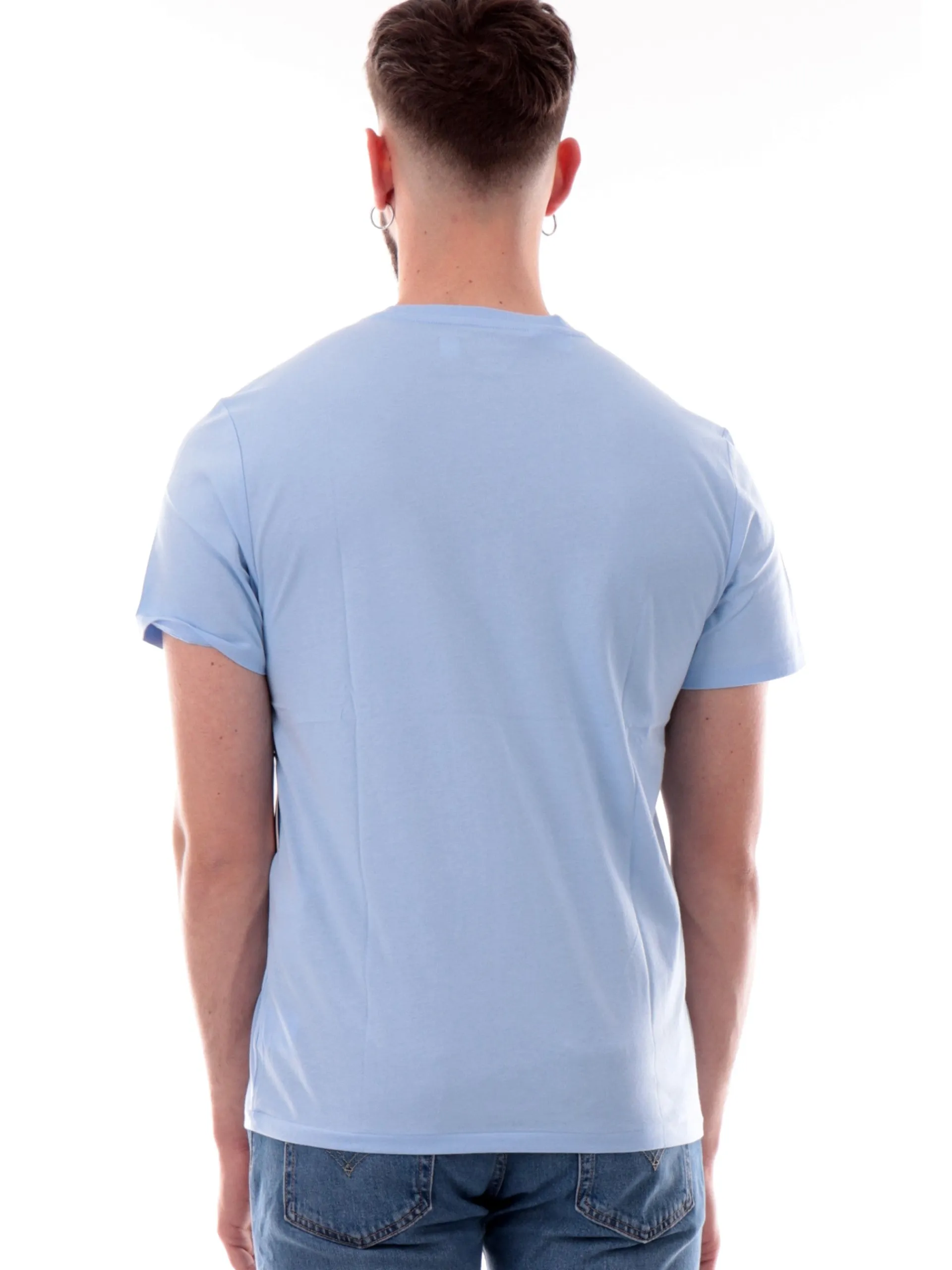 RALPH LAUREN T-Shirt*Maglia celeste da uomo con maxi logo Polo 714899613