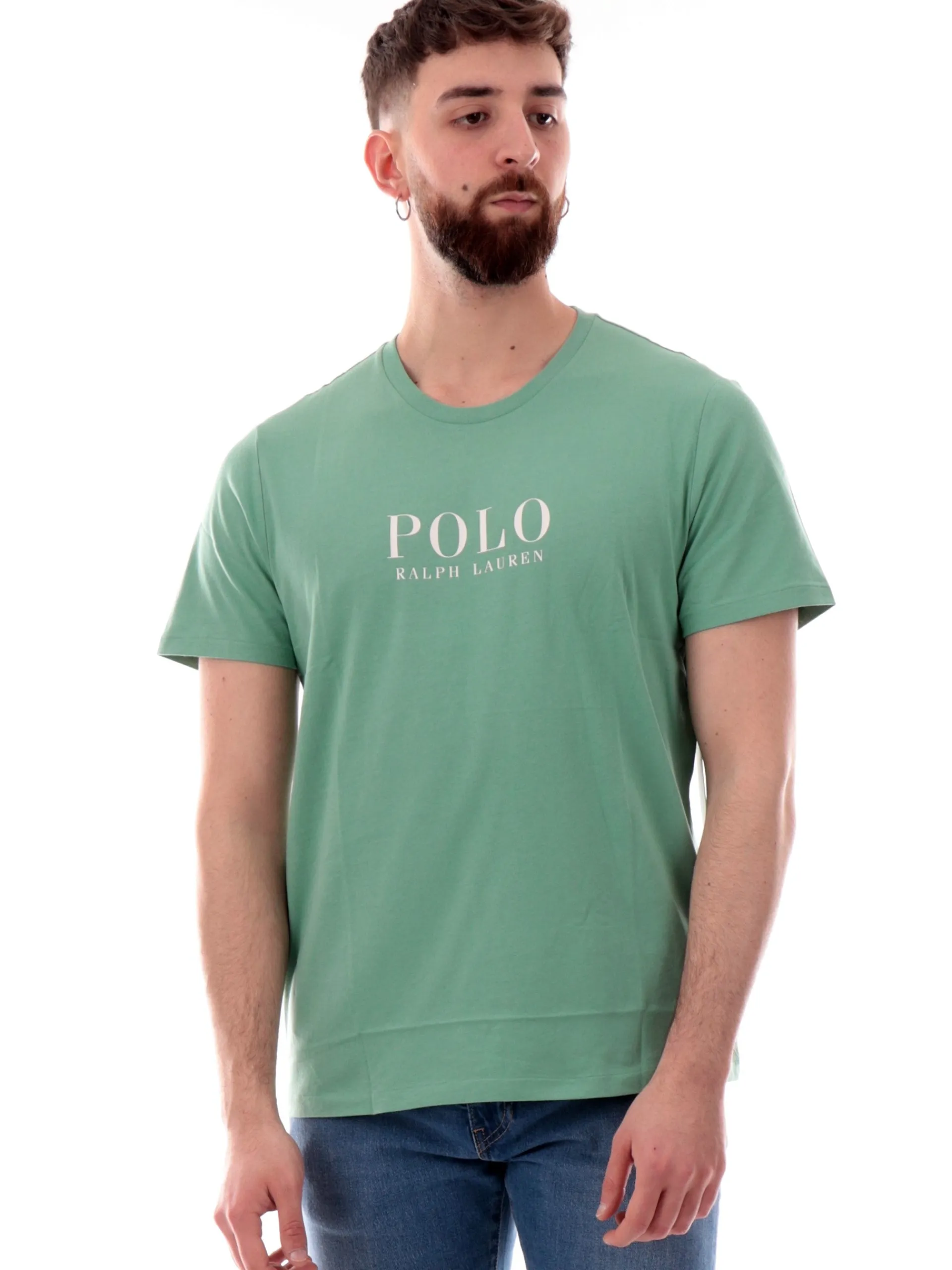 RALPH LAUREN T-Shirt*Maglia verde da uomo con maxi logo Polo 714899613