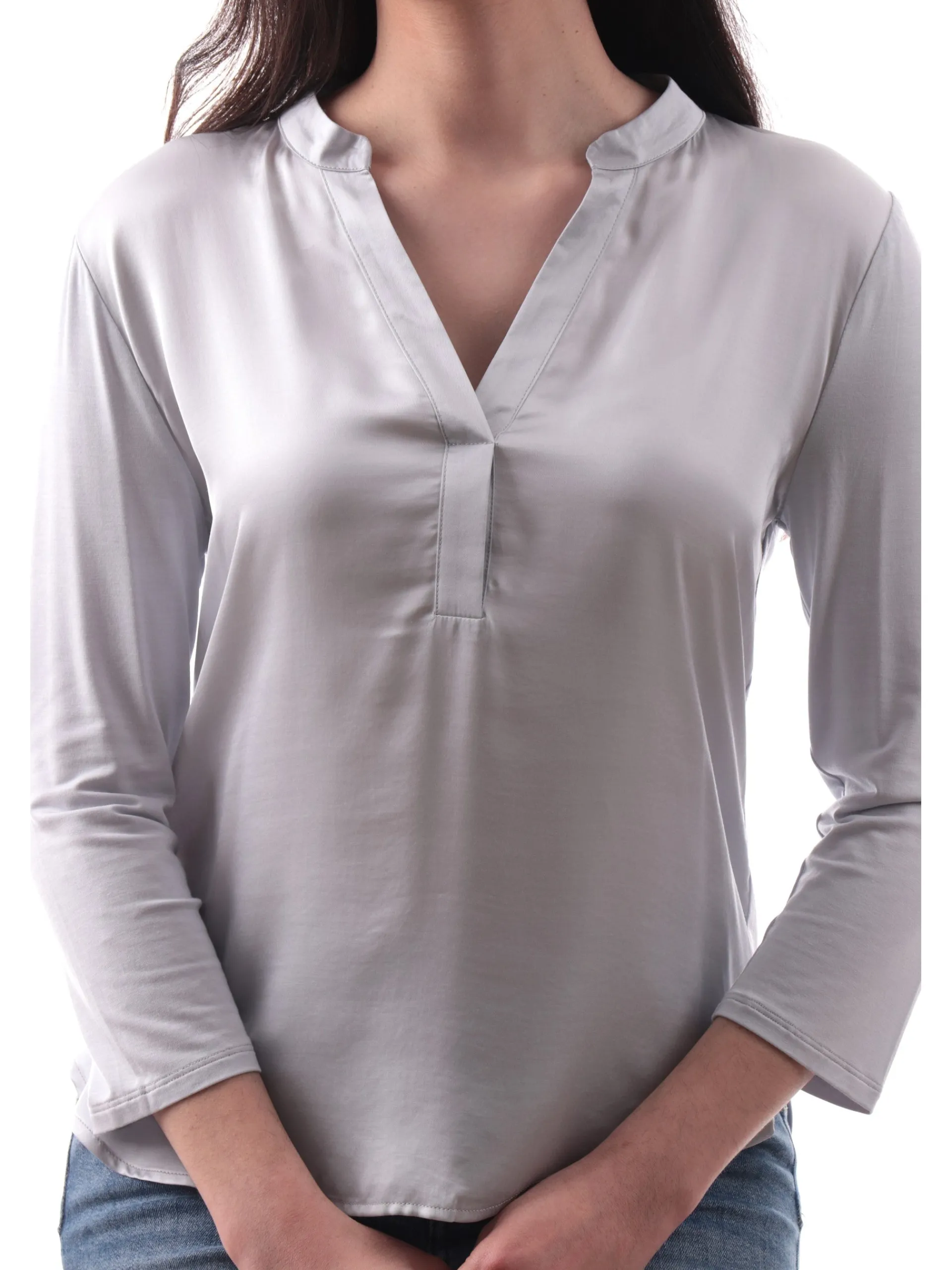 ANIS Maglie*Maglia raso celeste da donna scollo a V 251C1041