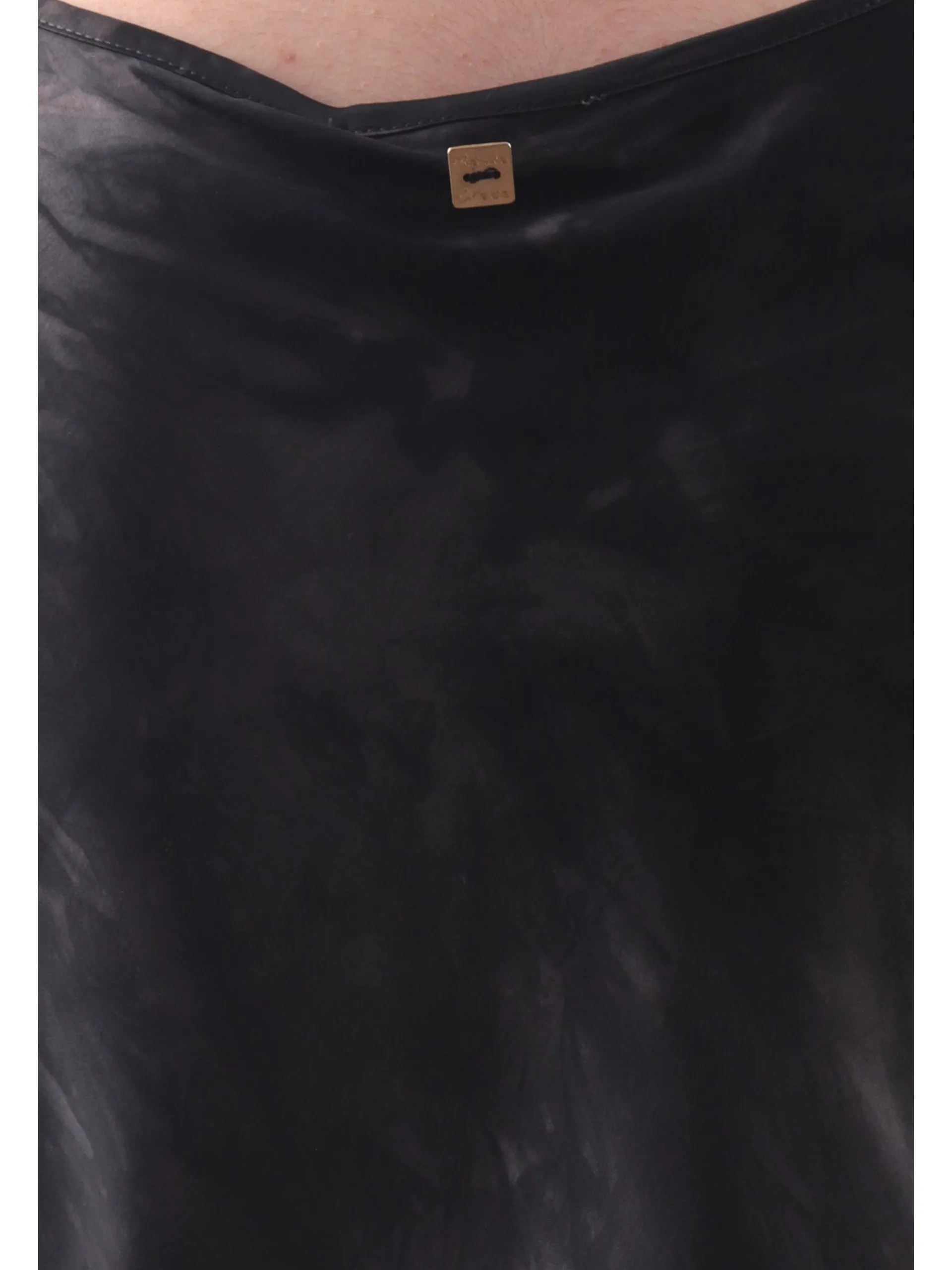 MANILA GRACE Maglie*Maglia raso donna nera girocollo blusa C150VDMA