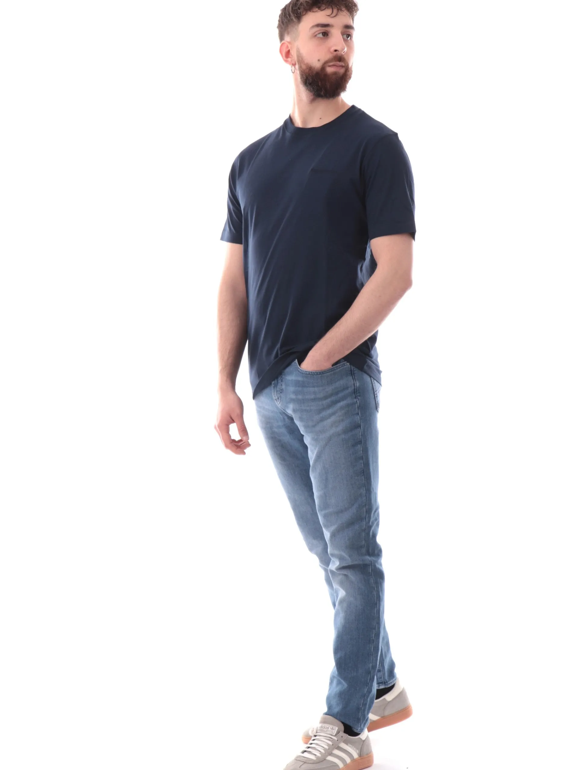 REFRIGIWEAR T-Shirt*Maglia blu da uomo Halen logo ricamato T62800